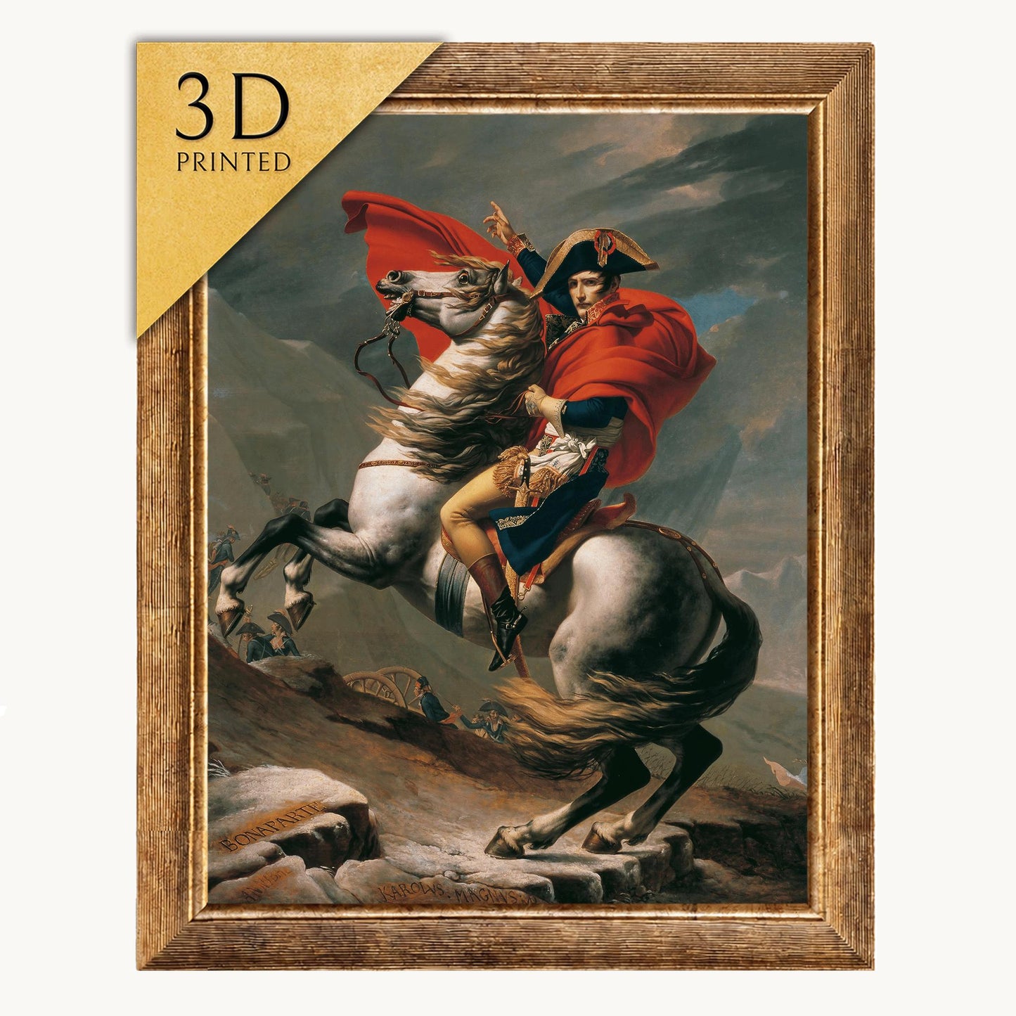 Napoleon by David: 3D Textured Print, Looks Like Original Oil Painting