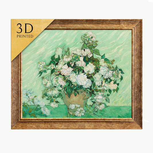 Van Gogh Roses 3D Print: Textured Brushstrokes Art Reproduction