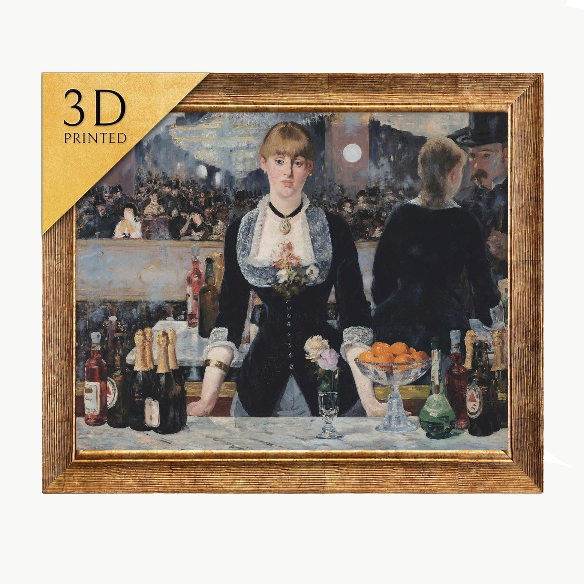 Manet - A Bar at the Folies Bergere - 3D Textured Print
