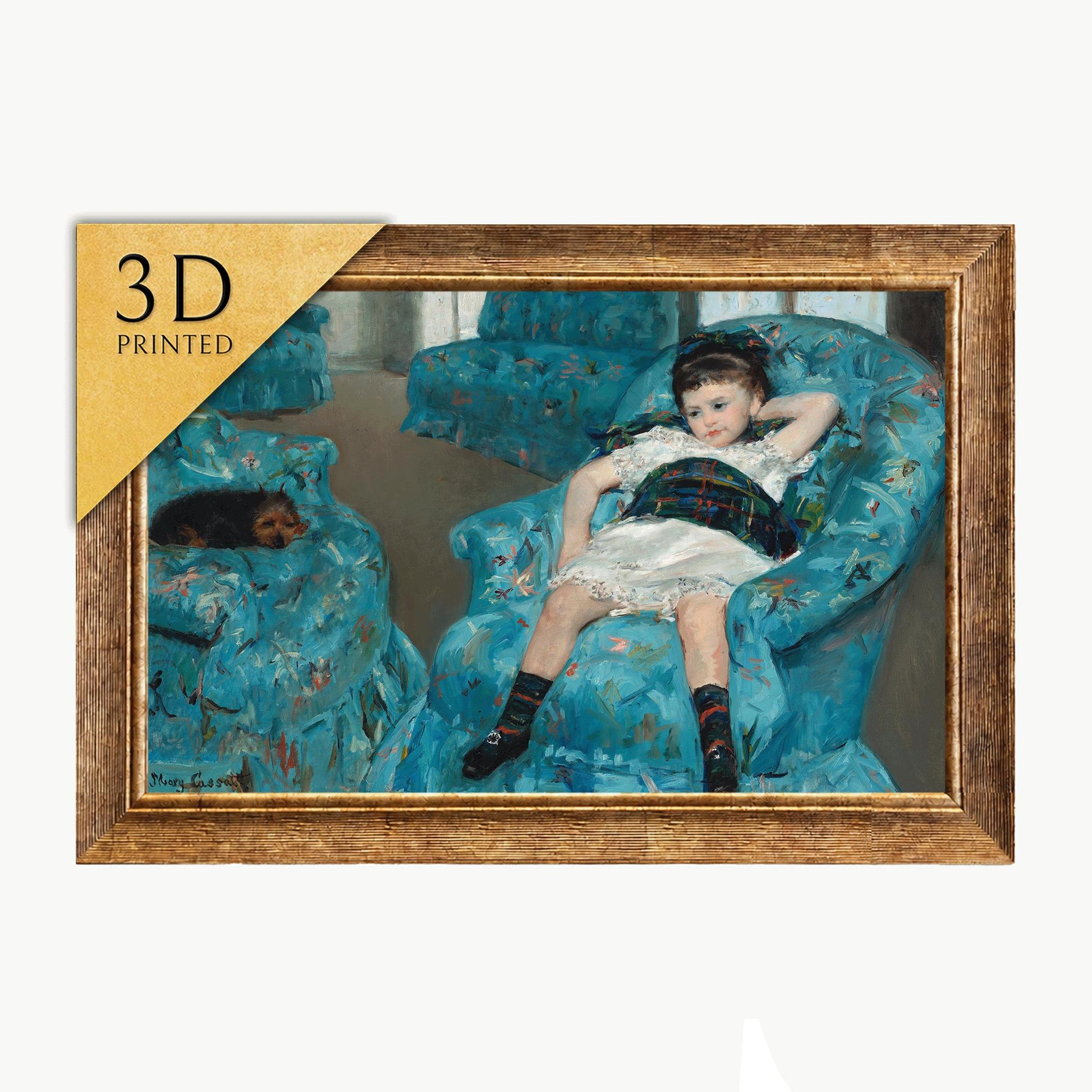 Mary Cassatt Print: Little Girl in Blue Armchair, 3D Textured Reproduction