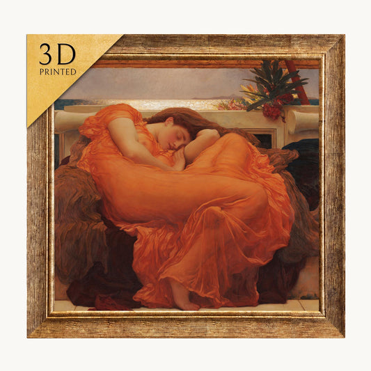 Flaming June 3D Print: Frederic Leighton Textured Oil Painting Reproduction