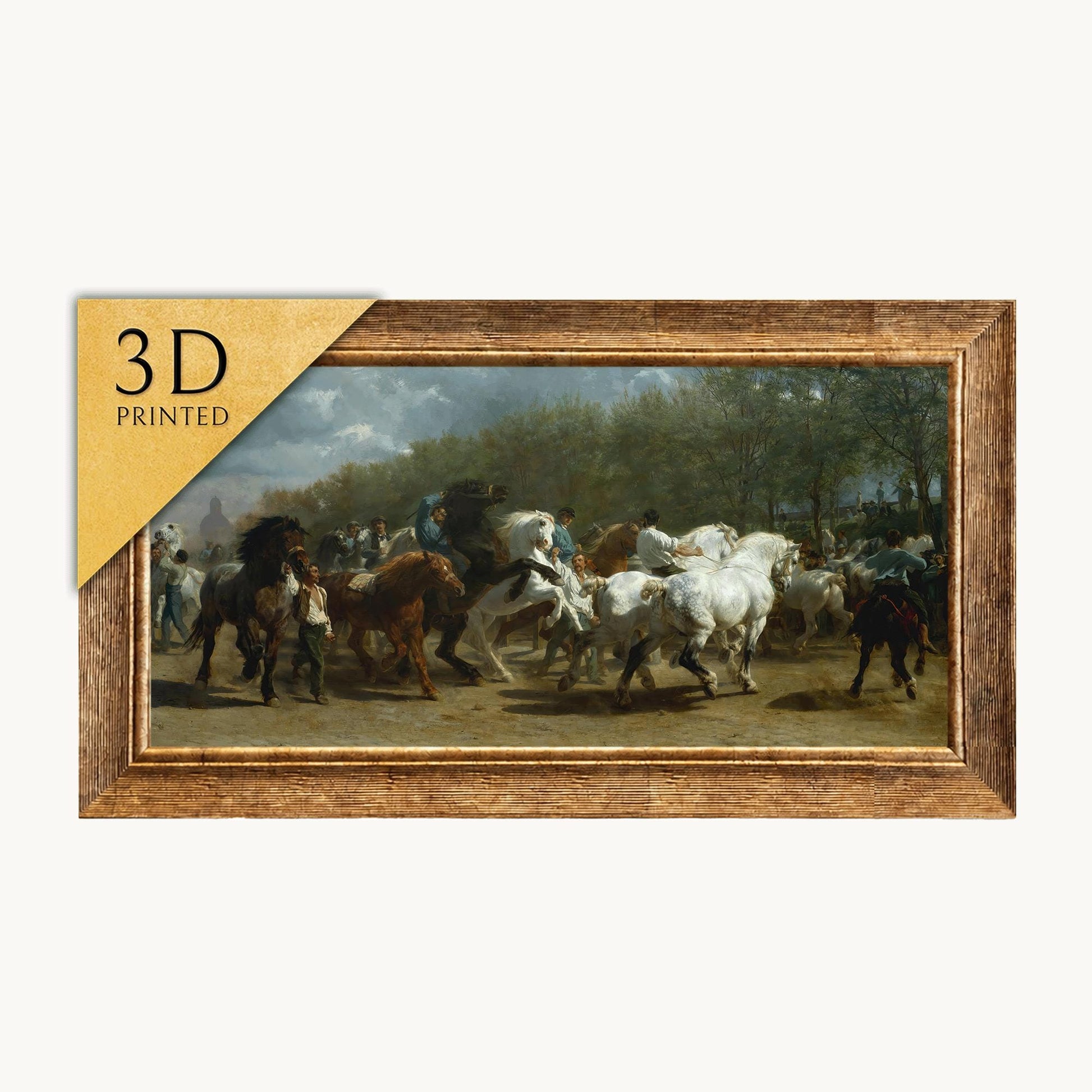 The Horse Fair 3D Print by Rosa Bonheur: Textured Oil Painting Replica