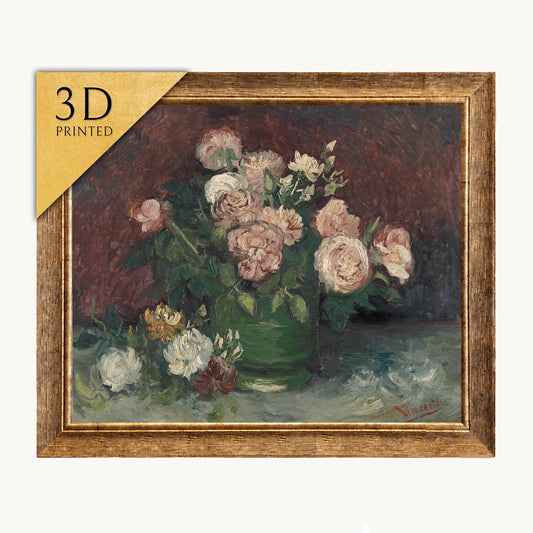 Van Gogh Roses and Peonies: 3D Textured Oil Painting Reproduction