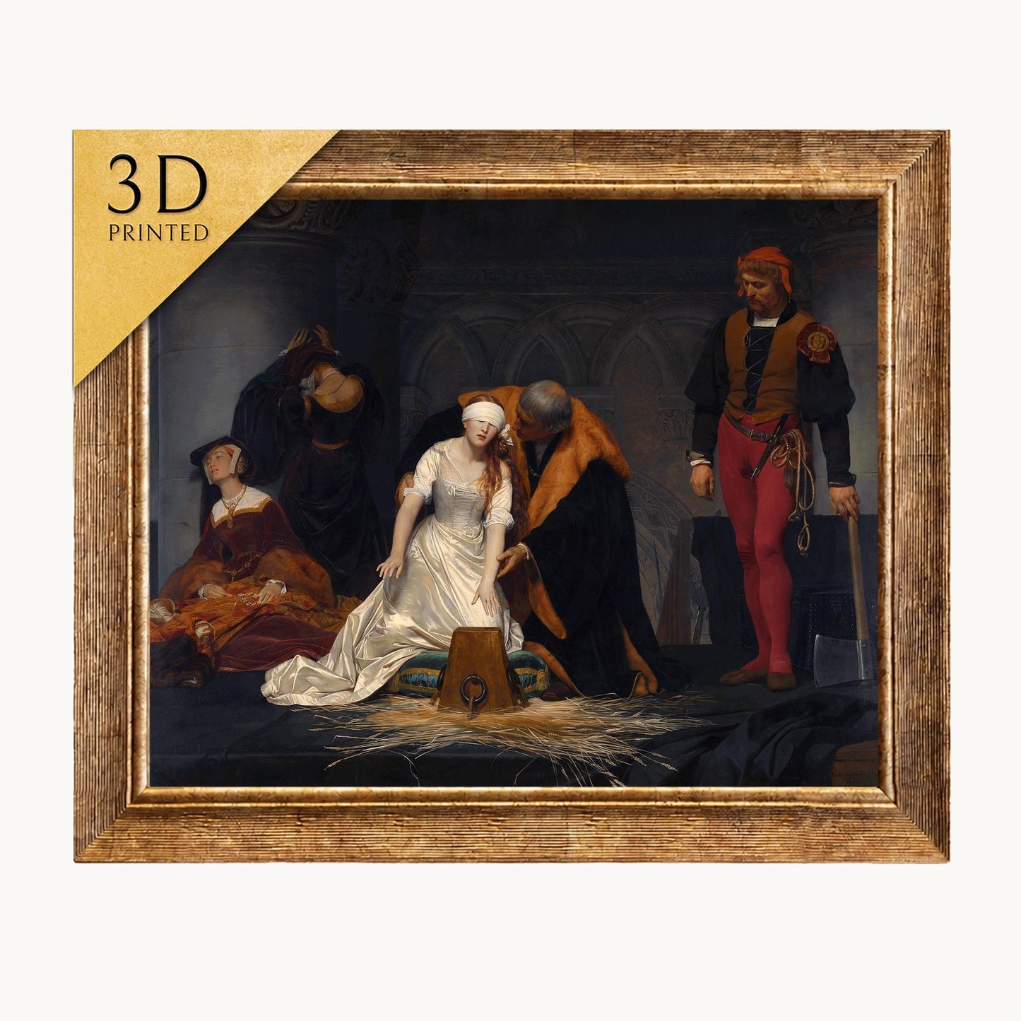 Lady Jane Grey Print: Paul Delaroche, 3D Textured Oil Painting Reproduction