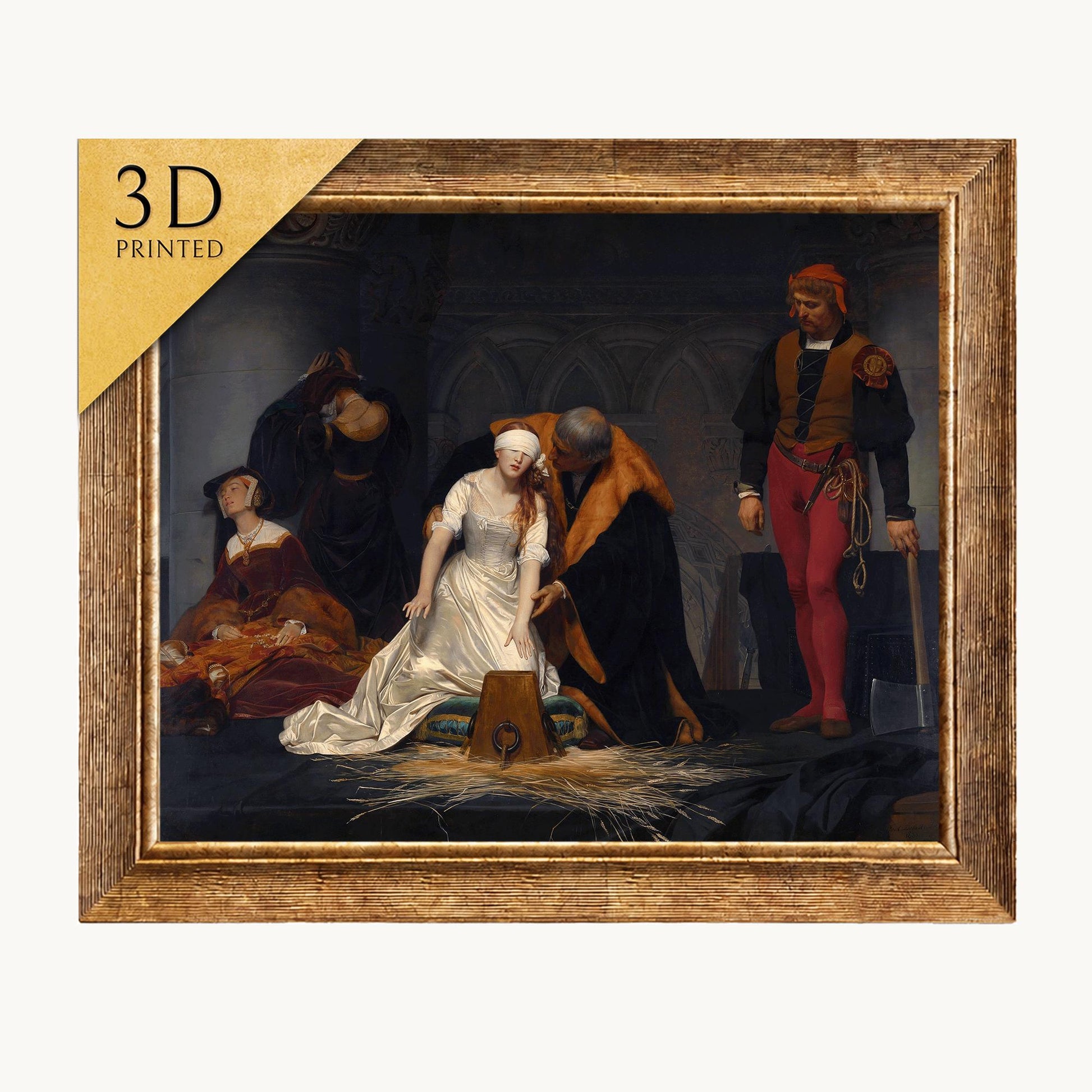 Lady Jane Grey Print: Paul Delaroche, 3D Textured Oil Painting Reproduction