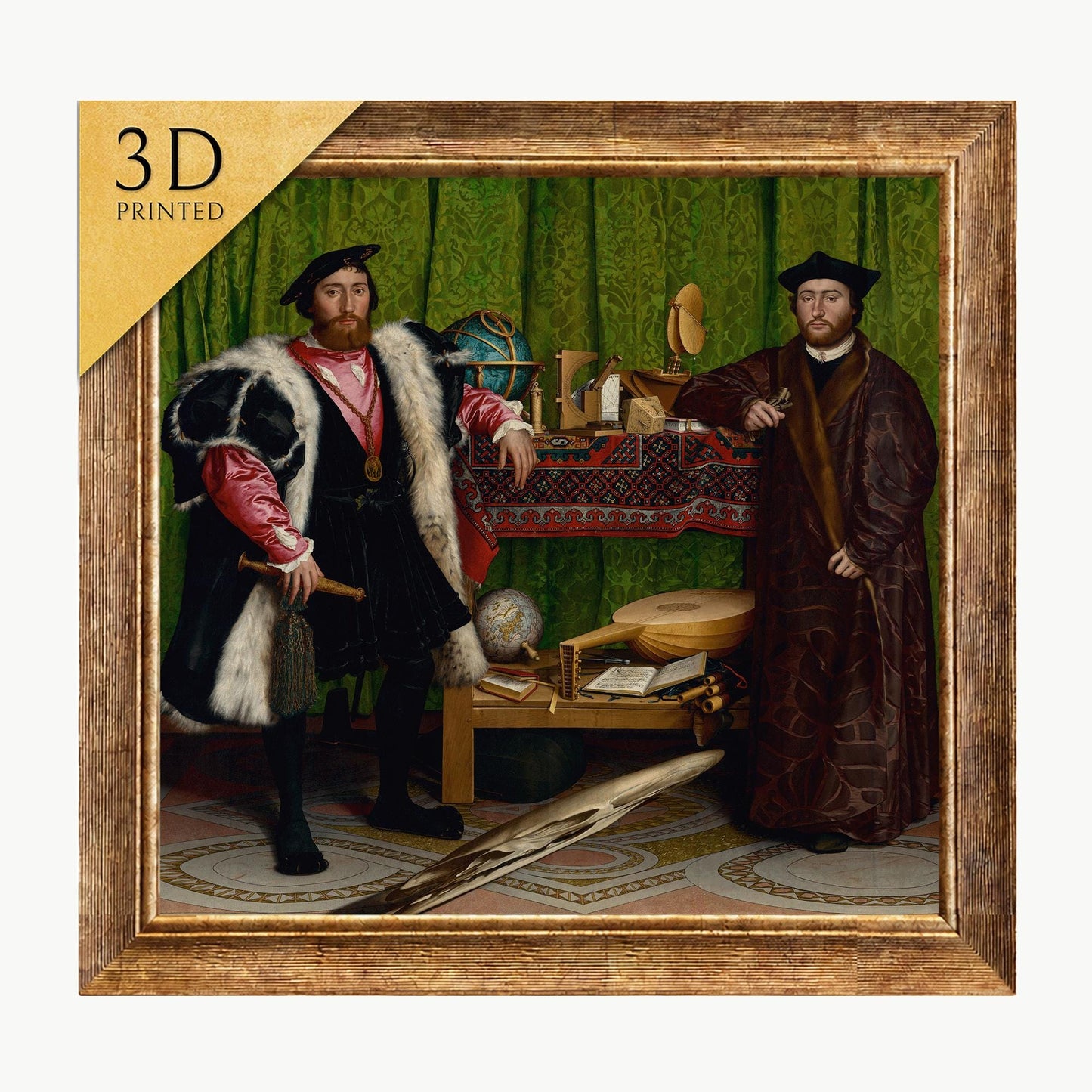 The Ambassadors by Hans Holbein: 3D Textured Print
