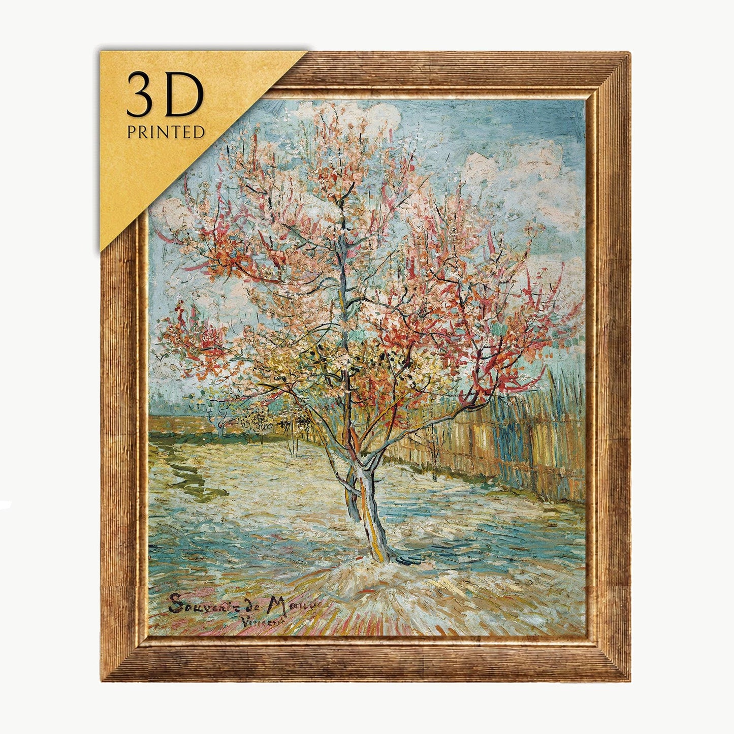 Van Gogh Pink Peach Trees: 3D Textured Print, Museum Quality
