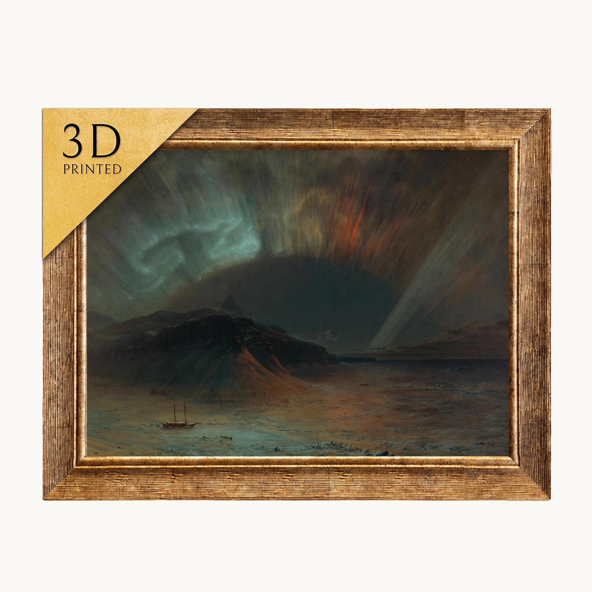 Aurora Borealis 3D Print: Frederic Edwin Church Textured Painting