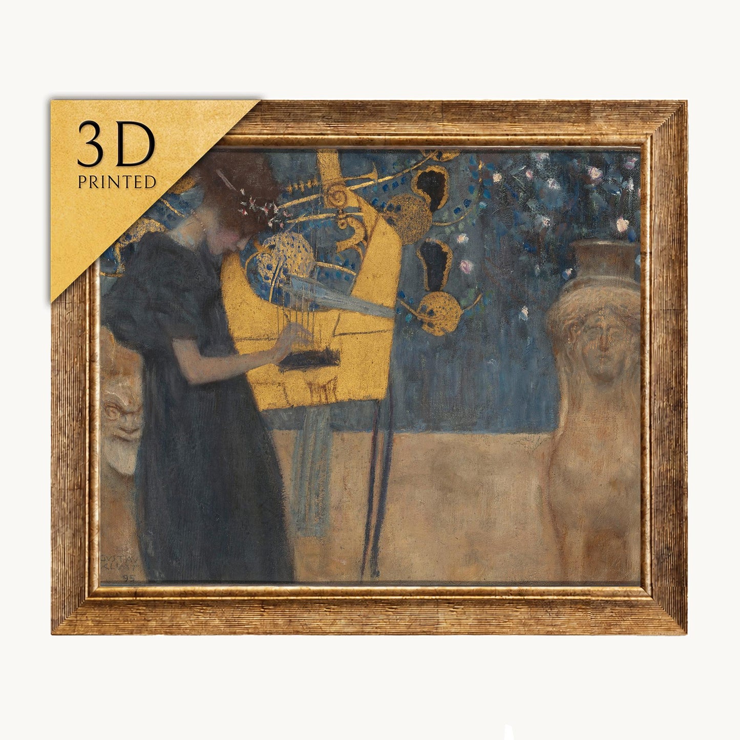 Gustav Klimt Music 3D Print: Textured Oil Painting Reproduction
