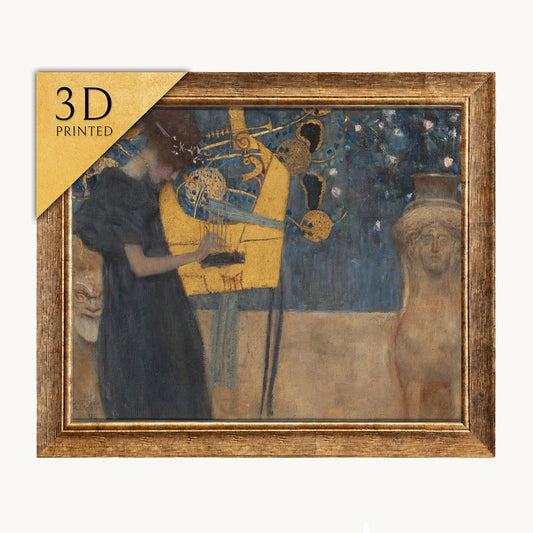 Gustav Klimt Music 3D Print: Textured Oil Painting Reproduction