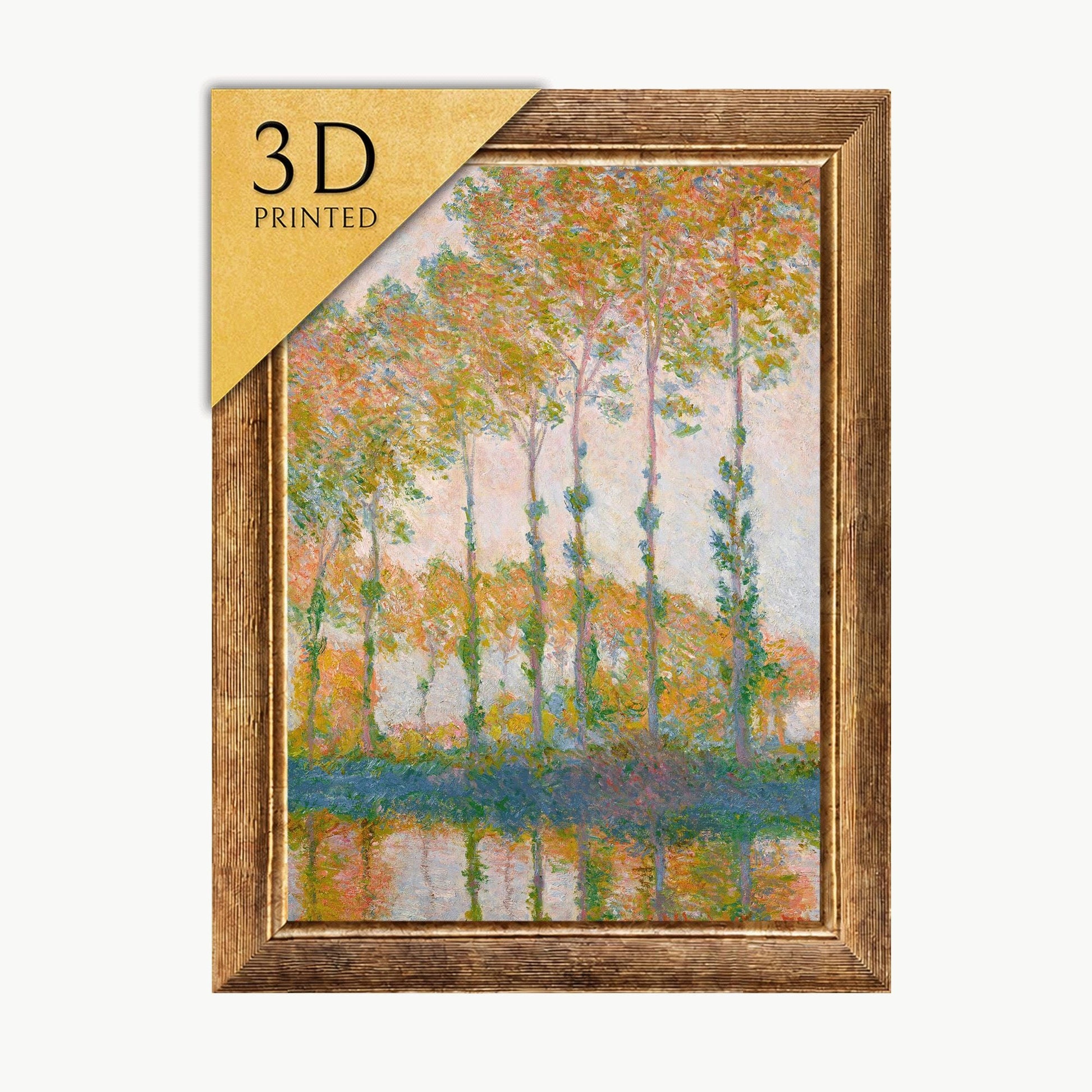 Monet Poplars Autumn 3D Print: Textured Impressionist Art