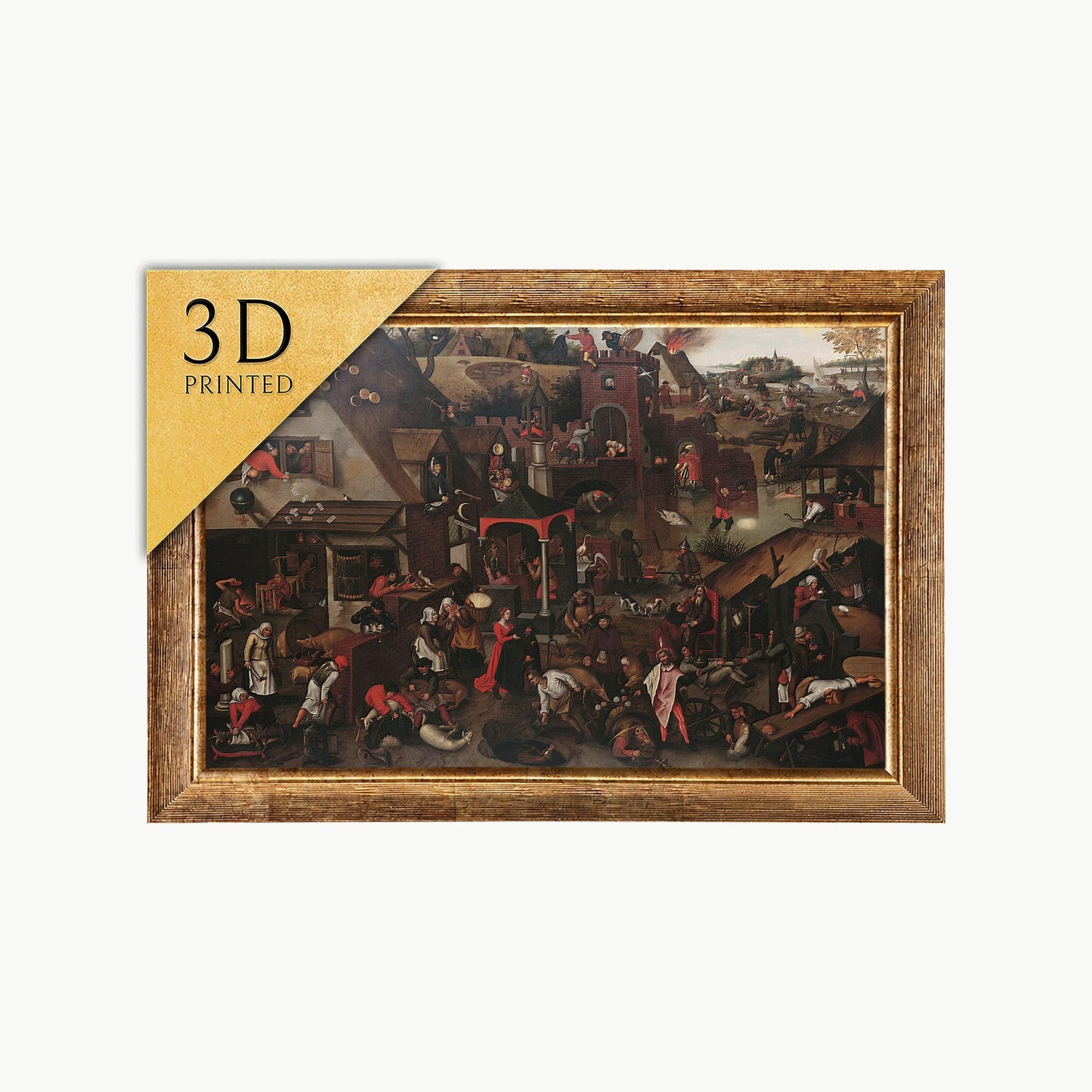 Pieter Brueghel's 'Proverbios Flamencos' 3D Textured Print
