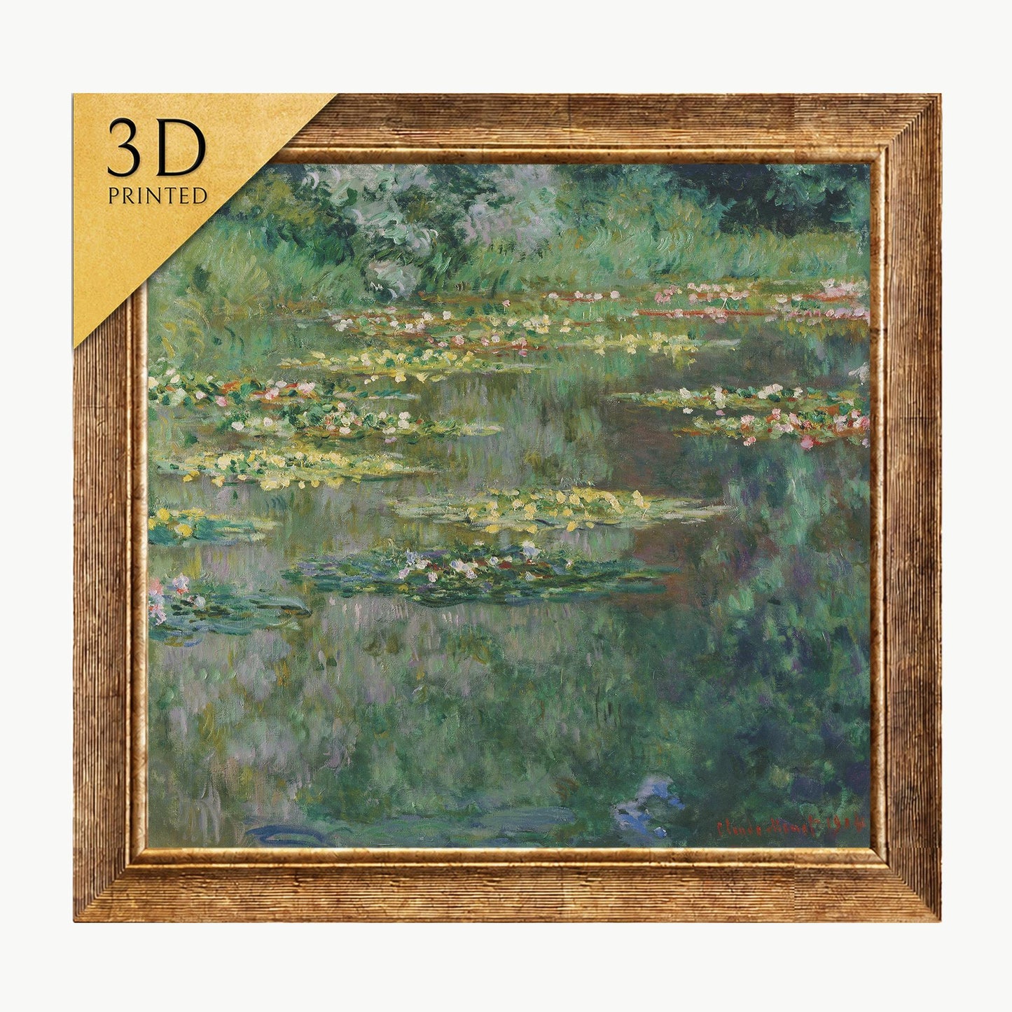 Monet's Water Lilies 3D Print: Textured Impressionist Art