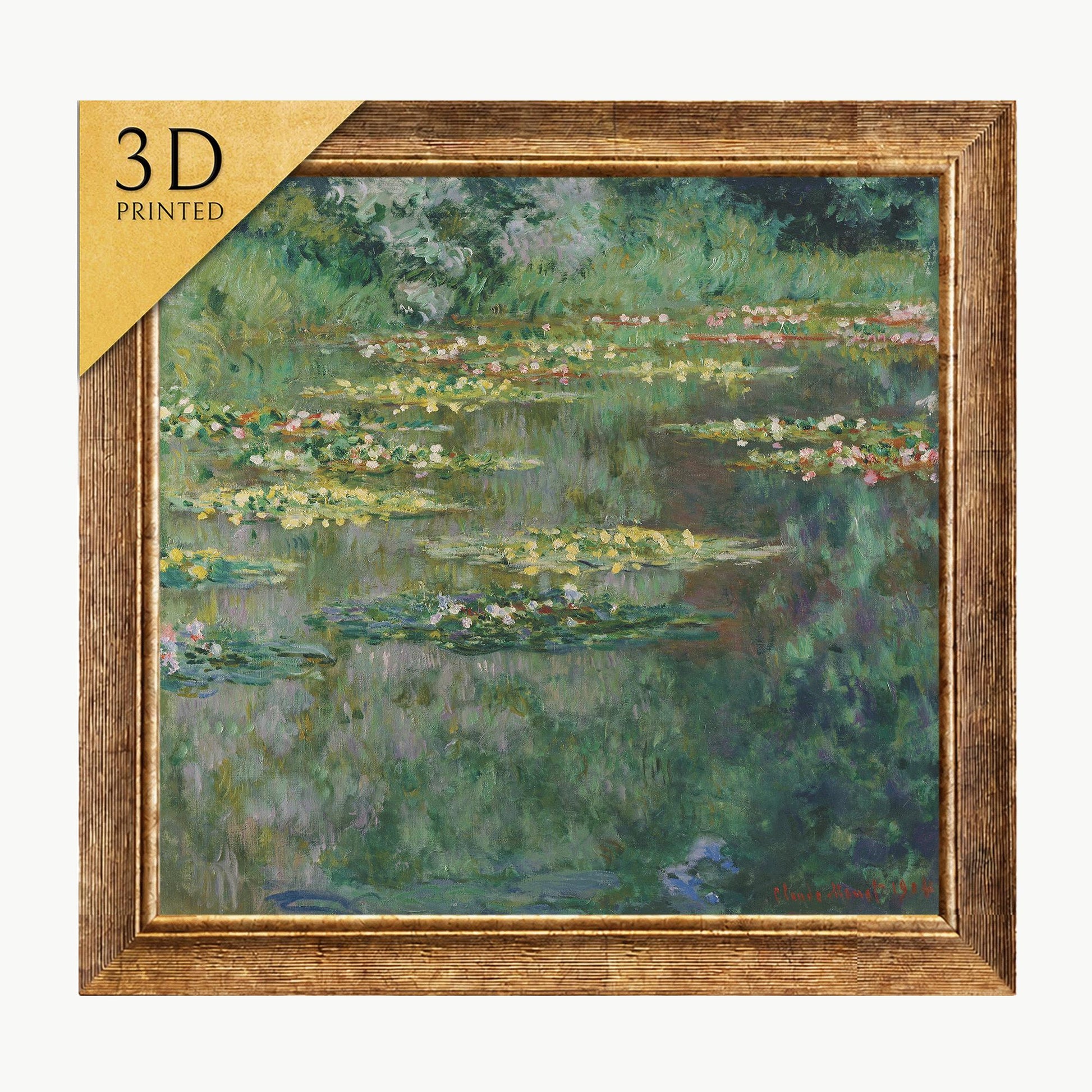 Monet's Water Lilies 3D Print: Textured Impressionist Art