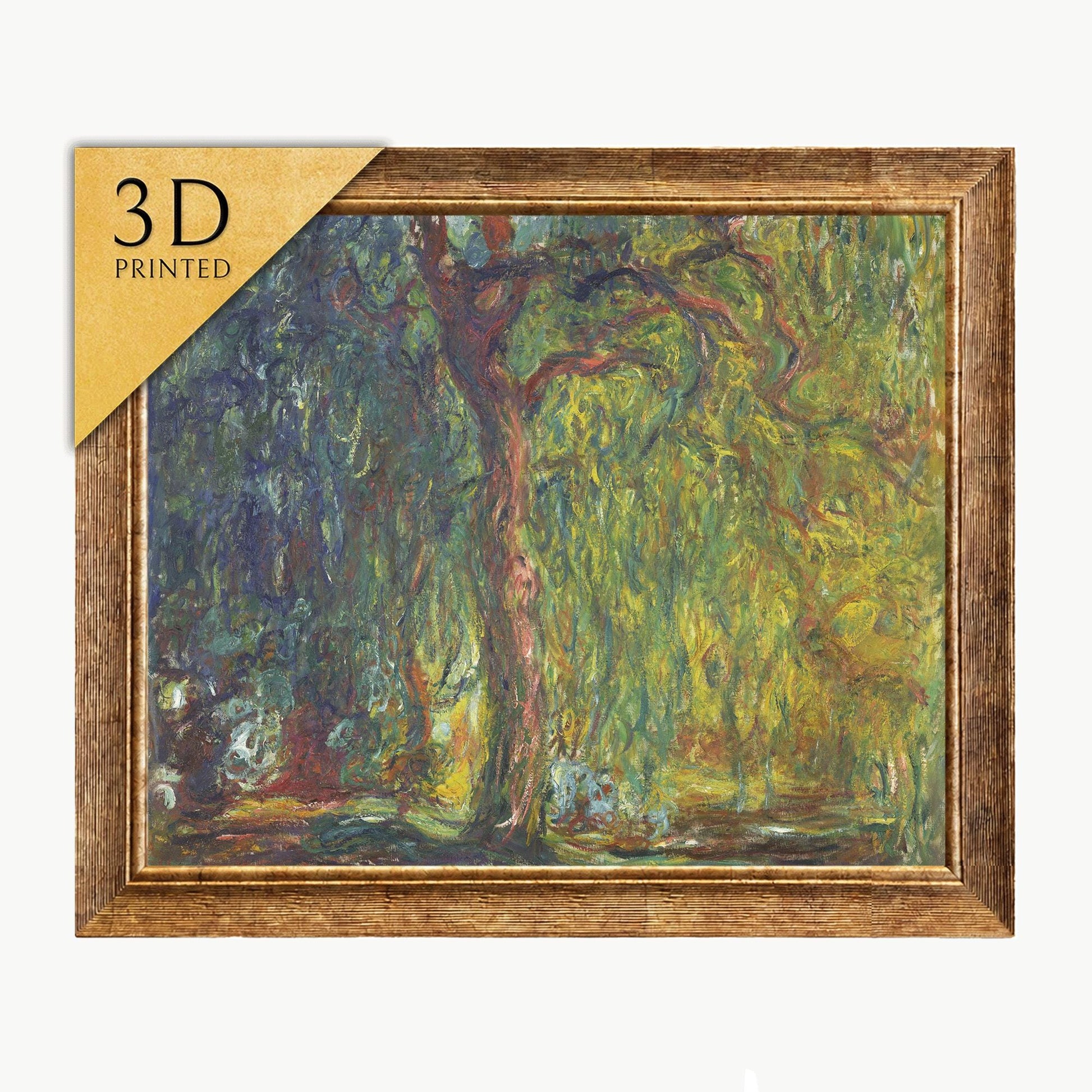 Monet Weeping Willow 3D Print: Textured Brushstrokes, Oil Painting Effect