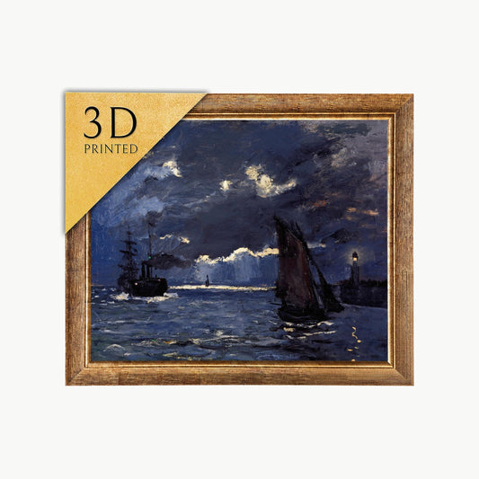Claude Monet Seascape Print: Shipping by Moonlight, 3D Textured Art