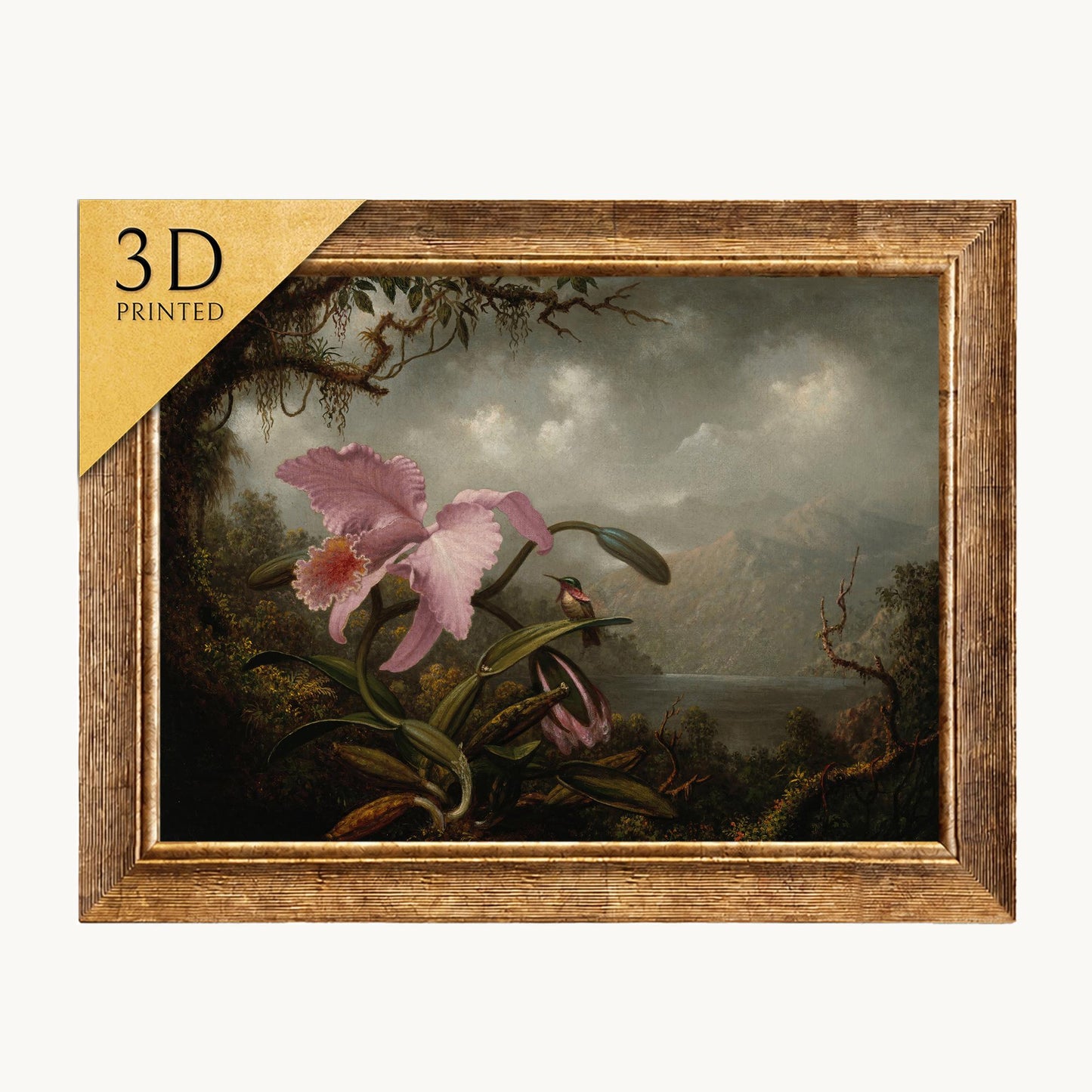 Orchid and Hummingbird 3D Print by Martin Johnson Heade