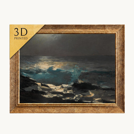 Winslow Homer Moonlight Painting: Wood Island Light, 3D Textured Print