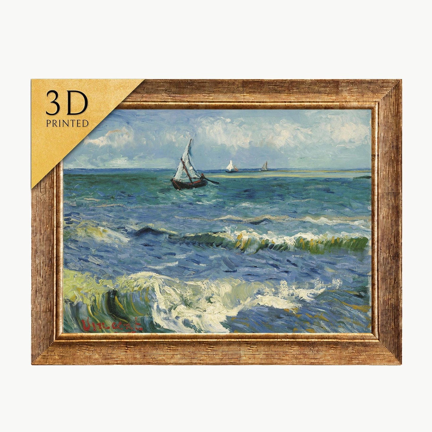 Van Gogh Seascape Print: Textured 3D Reproduction