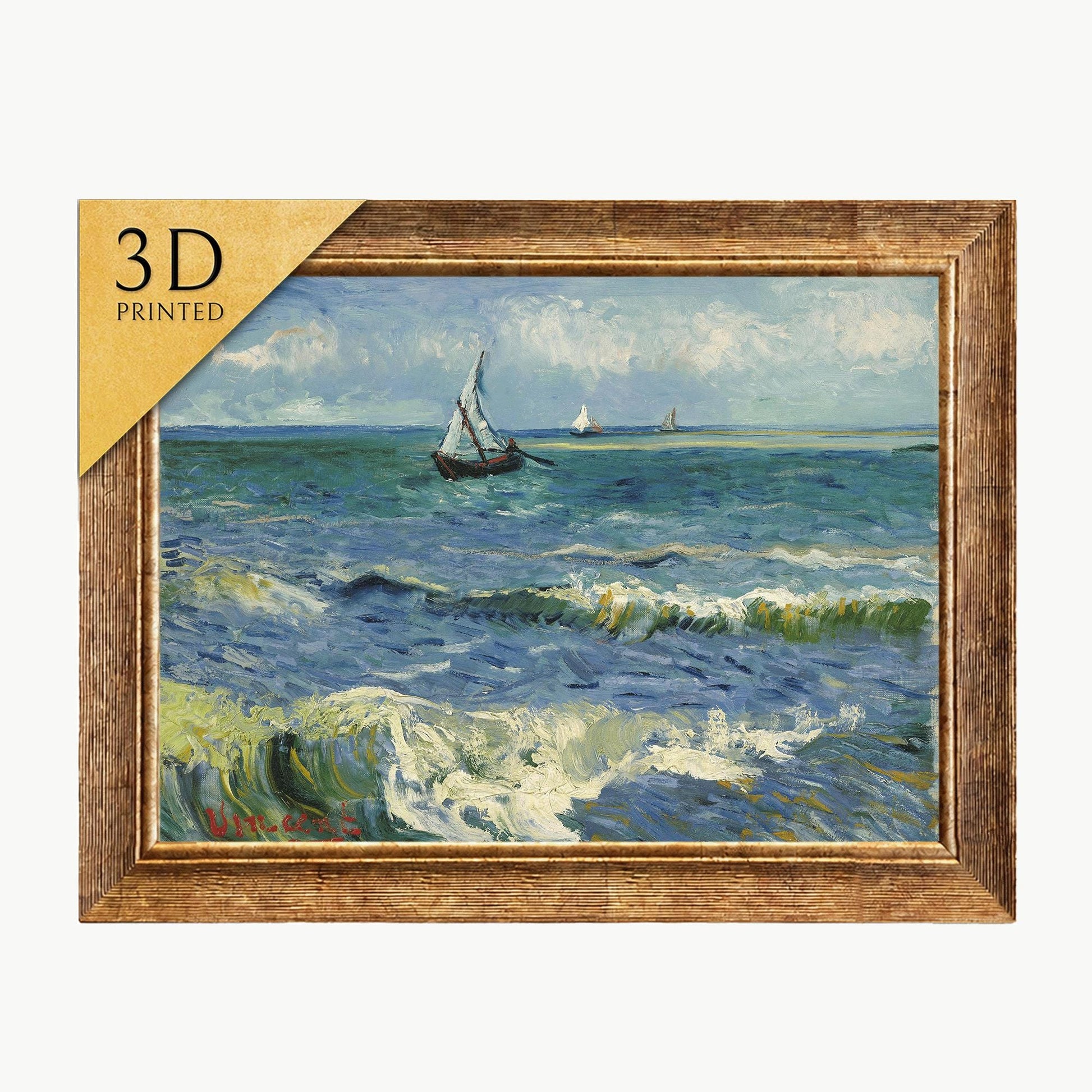 Van Gogh Seascape Print: Textured 3D Reproduction