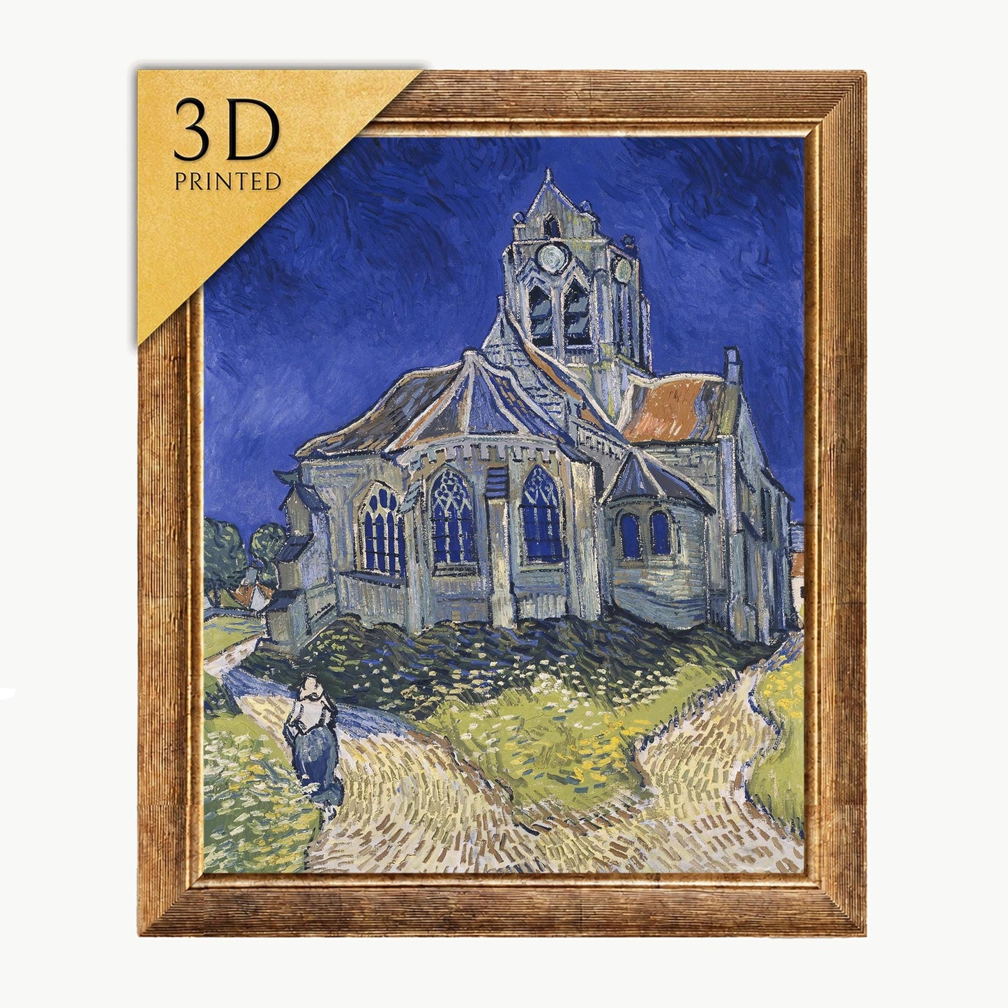 Van Gogh - Church at Auvers: 3D Textured Oil Painting Print