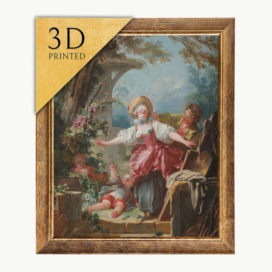 Fragonard Blind Man's Buff 3D Print: Textured Oil Painting Reproduction
