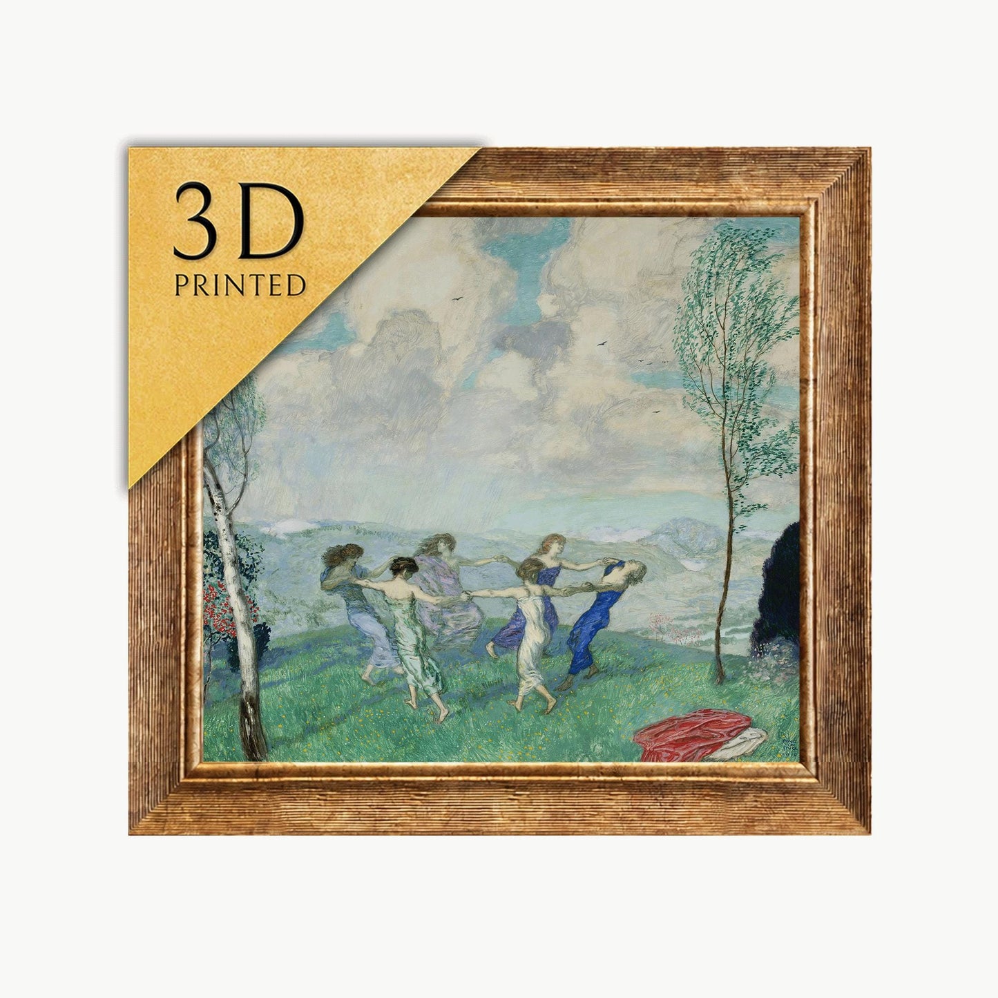 Franz von Stuck Dancing Circle 3D Print: Textured Oil Painting Replica