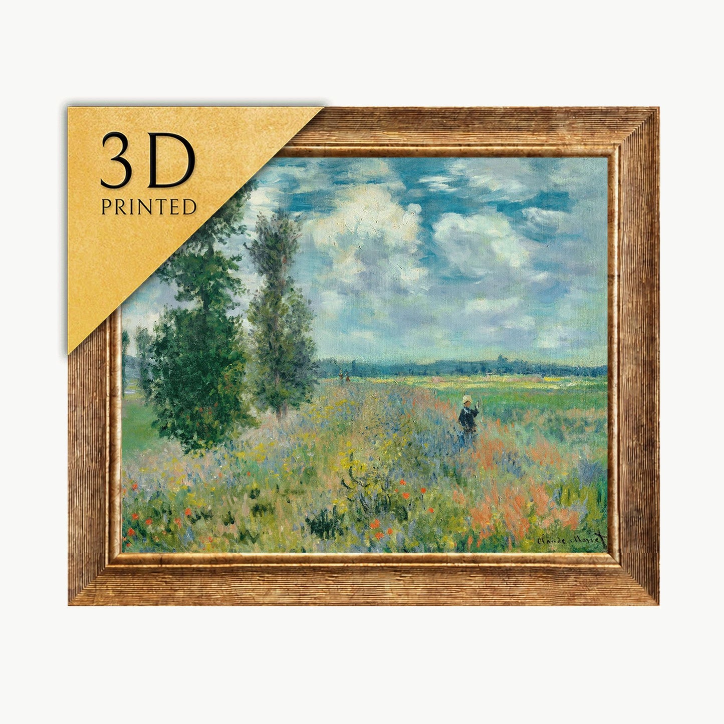 Monet Poppy Field 3D Print: Textured Impressionist Art