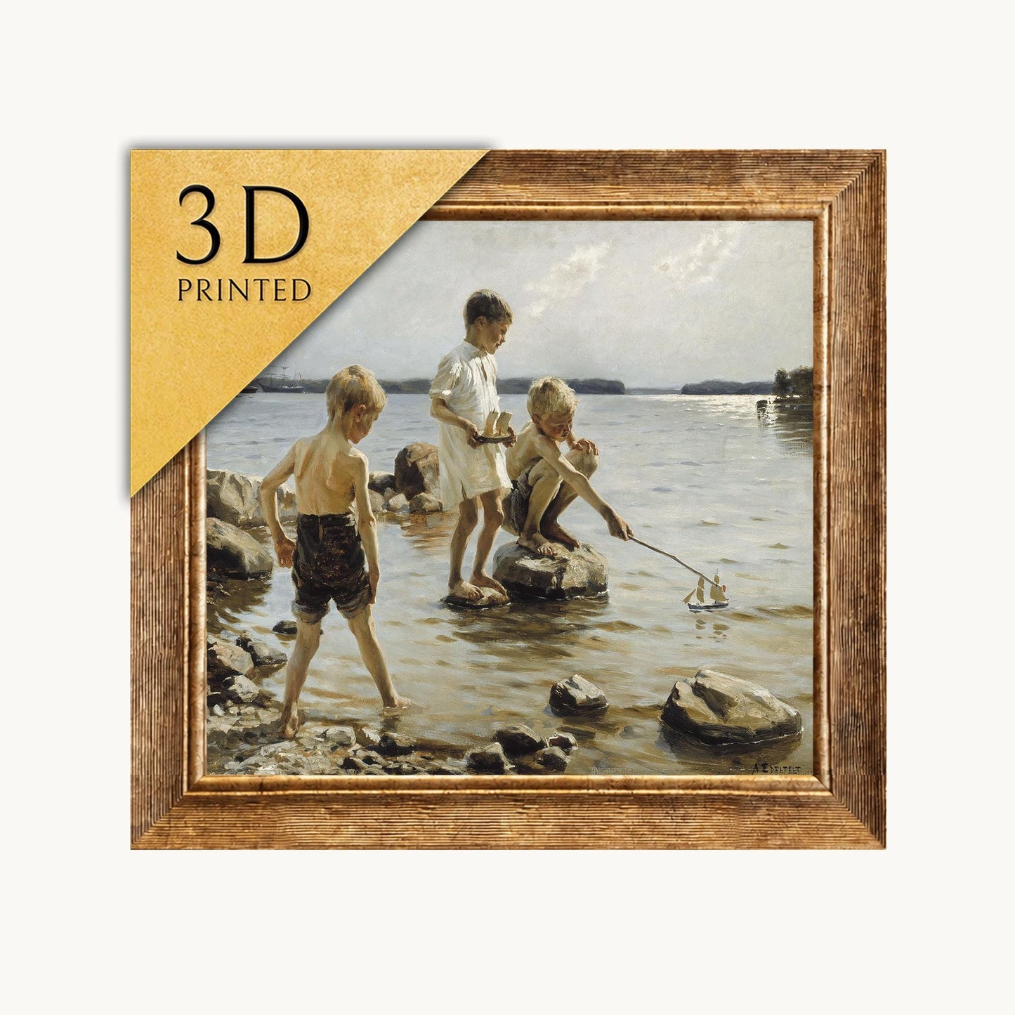 Albert Edelfelt 3D Print: Boys Playing on the Shore