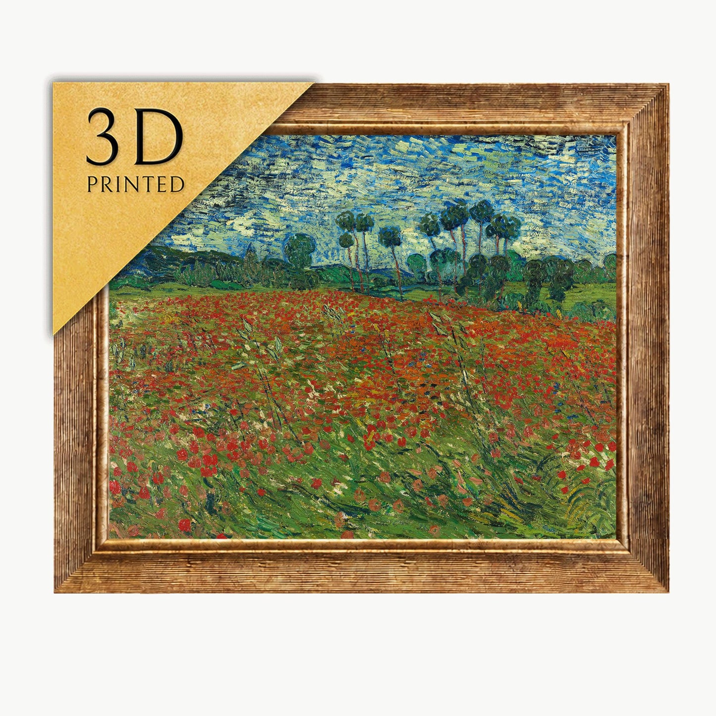 Van Gogh Poppy Field 3D Print: Textured Brushstrokes Art Reproduction