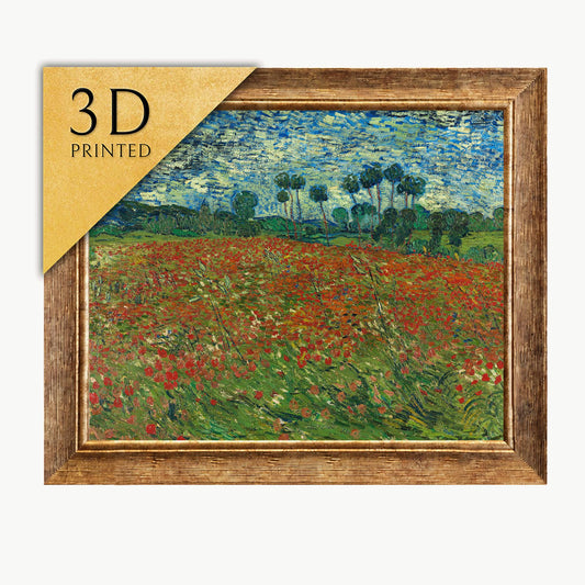 Van Gogh Poppy Field 3D Print: Textured Brushstrokes Art Reproduction