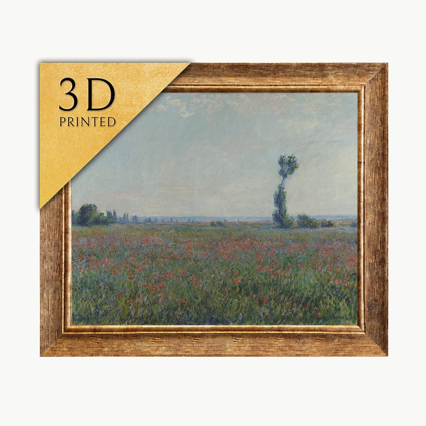 Monet Poppy Field 3D Print: Textured Impressionist Art