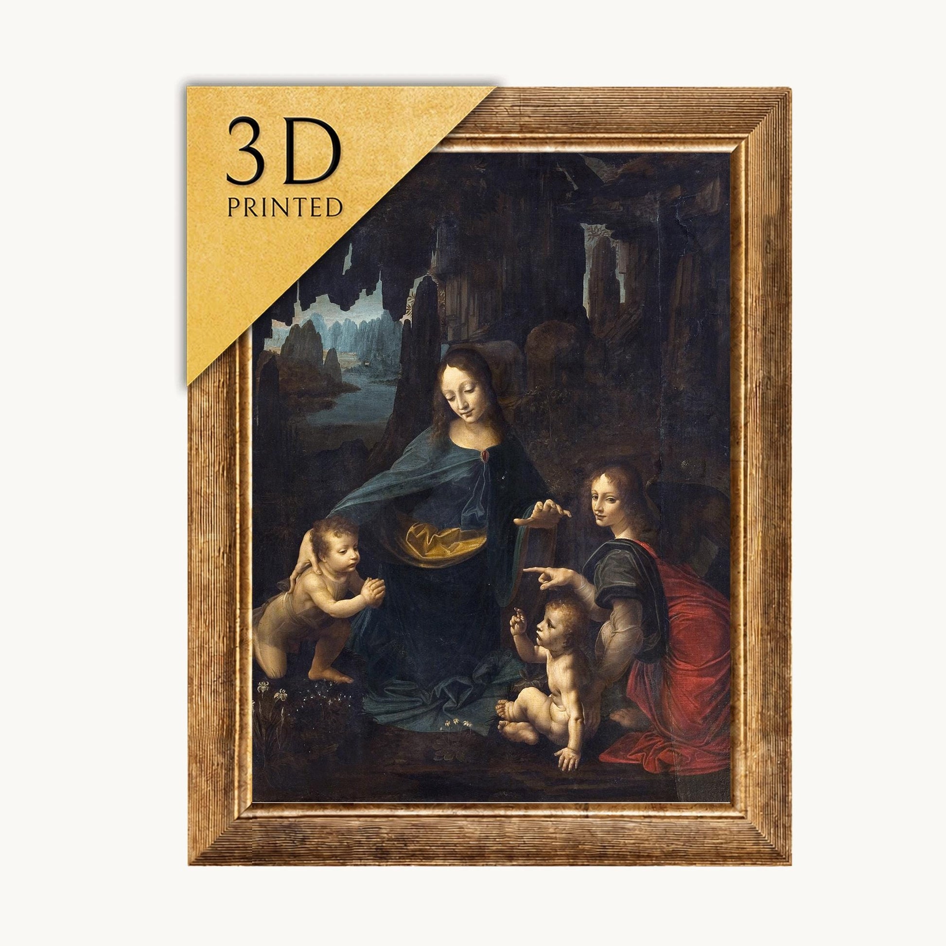 The Virgin of the Rocks 3D Print: Leonardo Da Vinci Textured Oil Painting