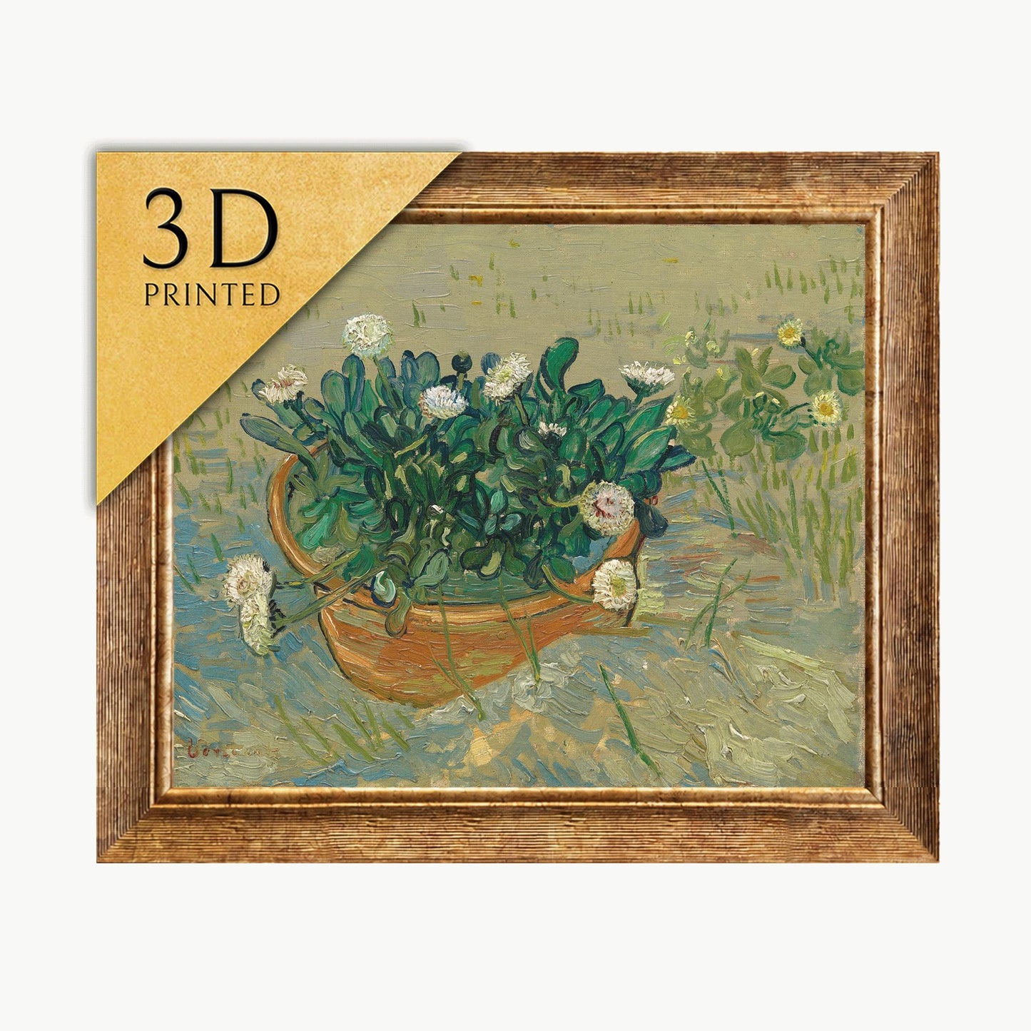 Van Gogh Daisies Print: 3D Textured Oil Painting Reproduction