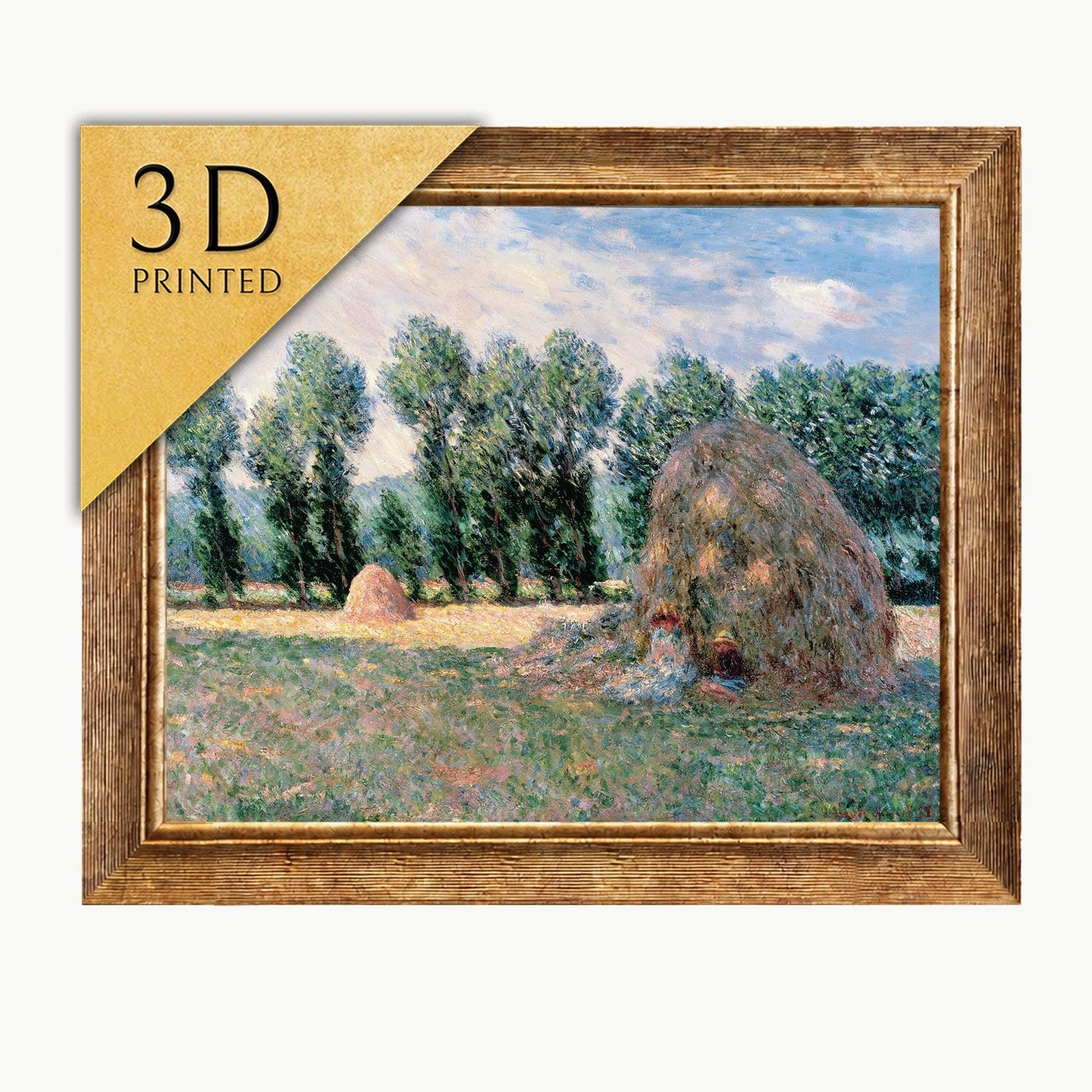 Monet Haystacks 3D Print: Textured Impressionist Art