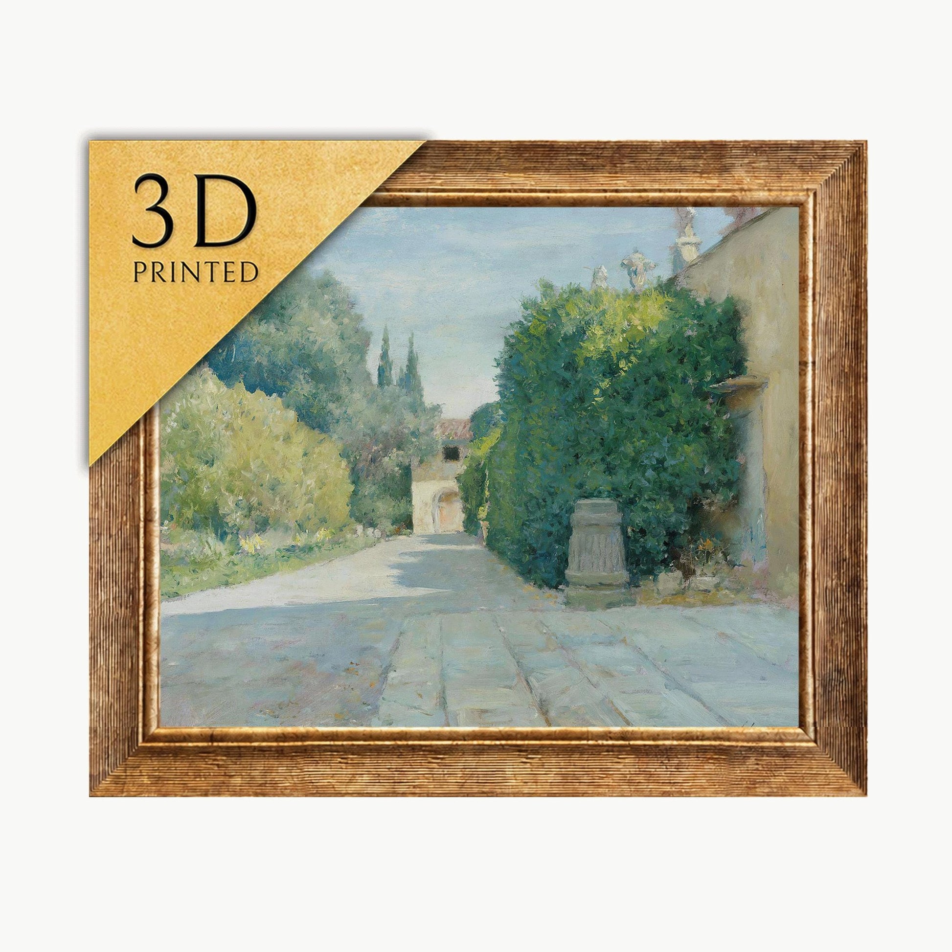 Villa In Florence 3D Print: William Merrit Chase Textured Oil Painting