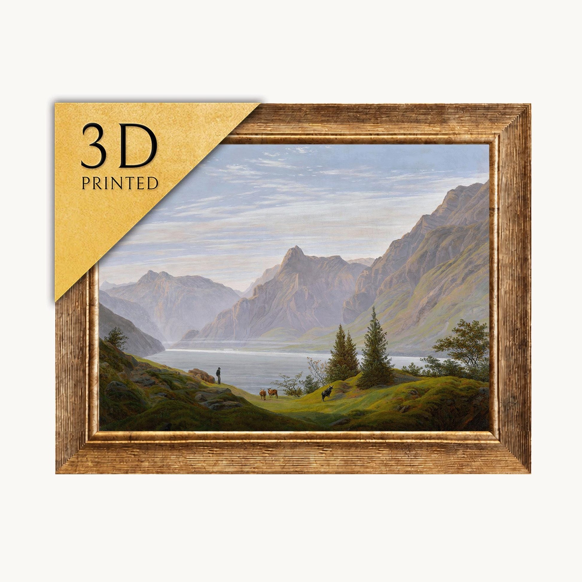 Caspar David Friedrich: Mountain Lake Landscape 3D Print