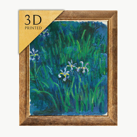 Monet Iris 3D Print: Textured Brushstroke Oil Painting Reproduction