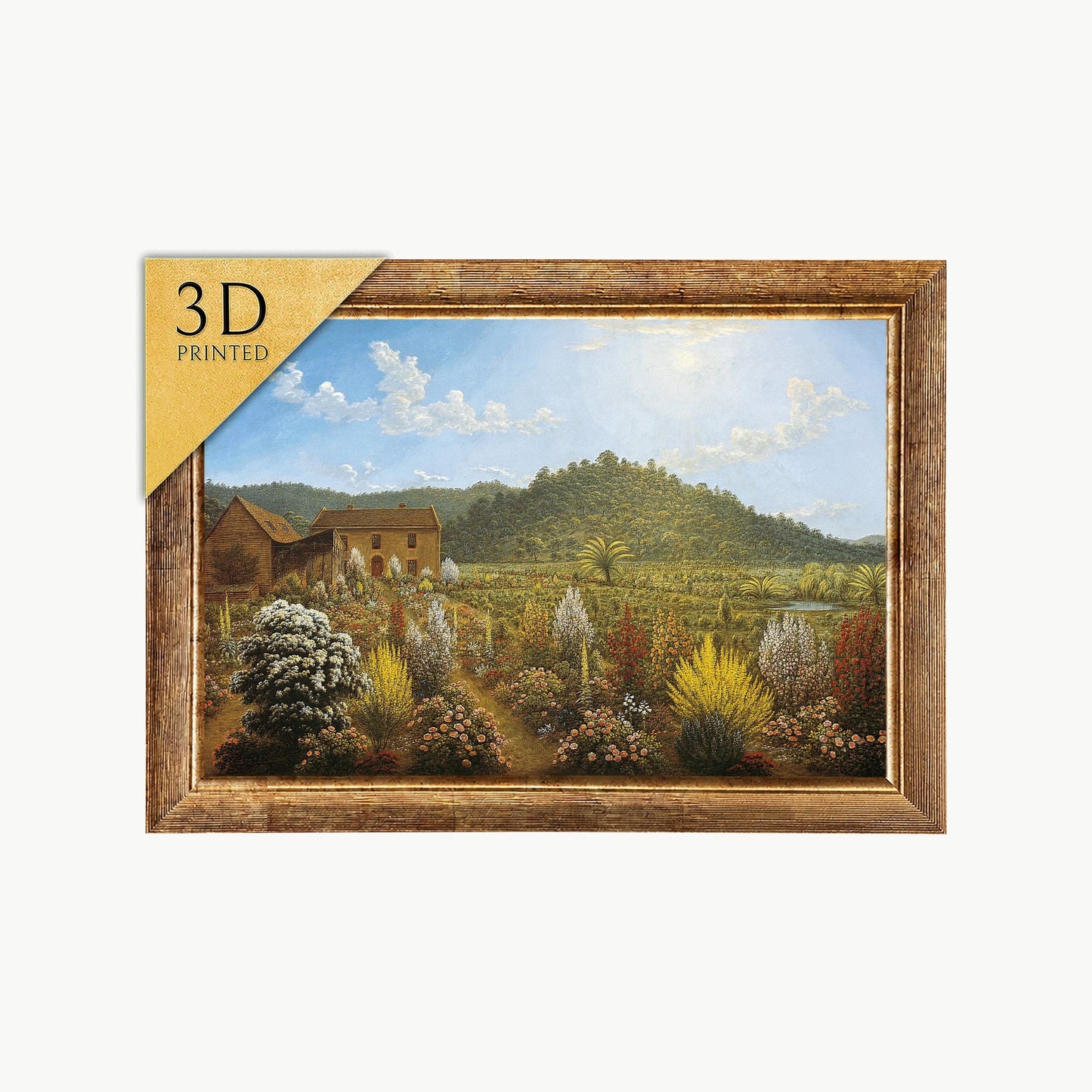 John Glover 3D Print: Artist's House and Garden Textured Oil Painting