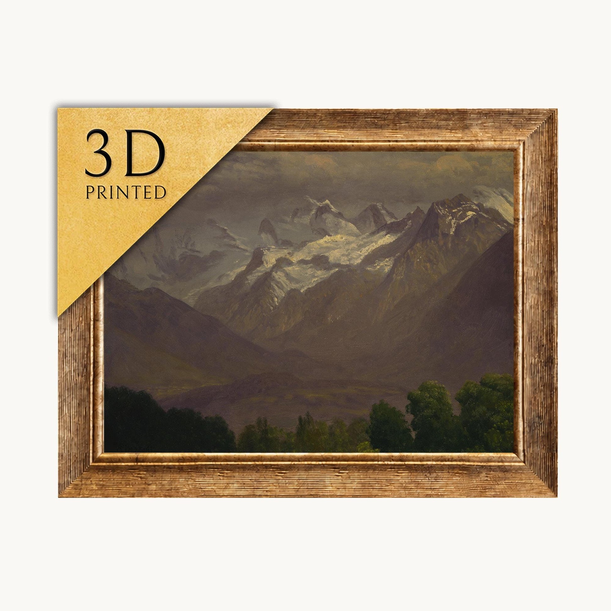 Albert Bierstadt Mountain Painting: 3D Textured Print