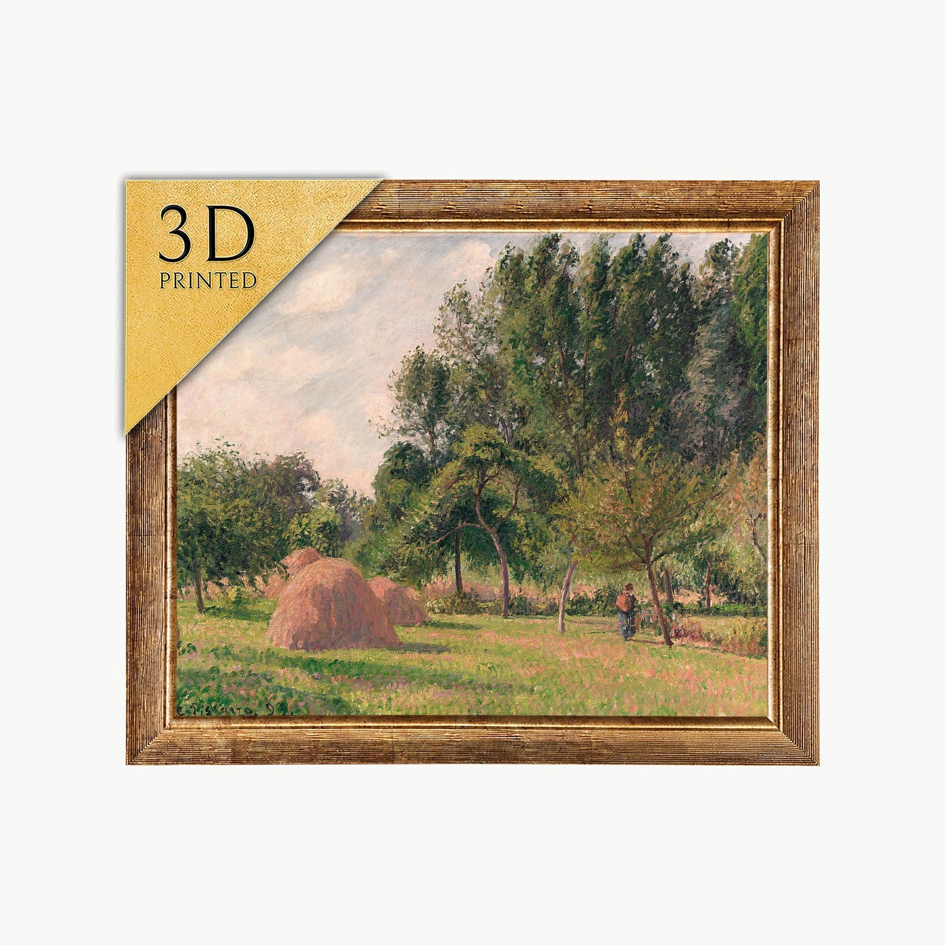 Haystacks, Morning, Éragny by Camille Pissarro, 3d Printed with texture and brush strokes looks like original oil painting.