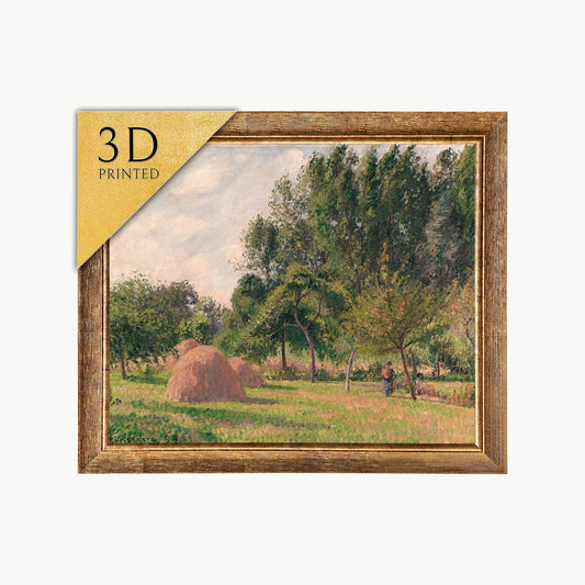 Haystacks, Morning, Éragny by Camille Pissarro, 3d Printed with texture and brush strokes looks like original oil painting.