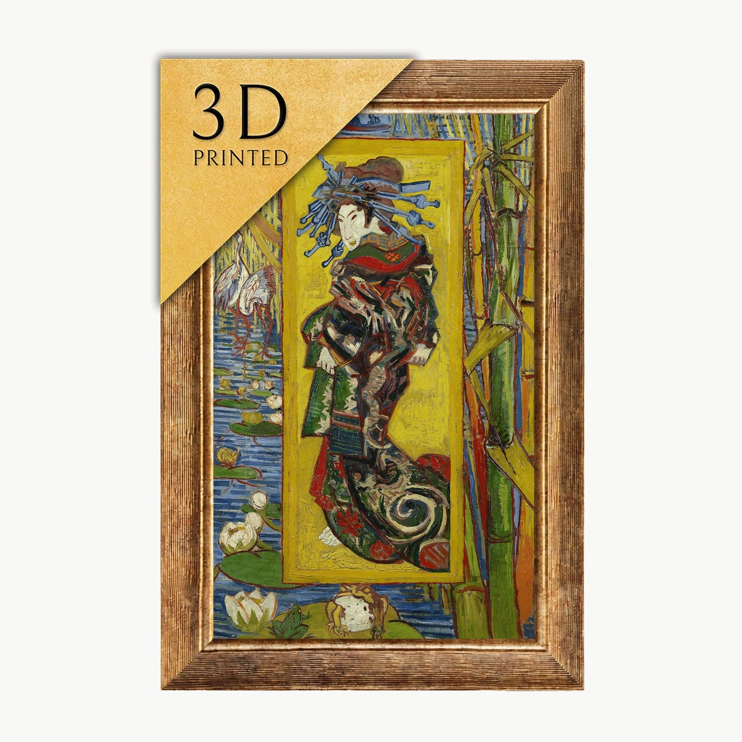 Courtesan After Eisen by Vincent Van Gogh, 3d Printed with texture and brush strokes looks like original oil painting