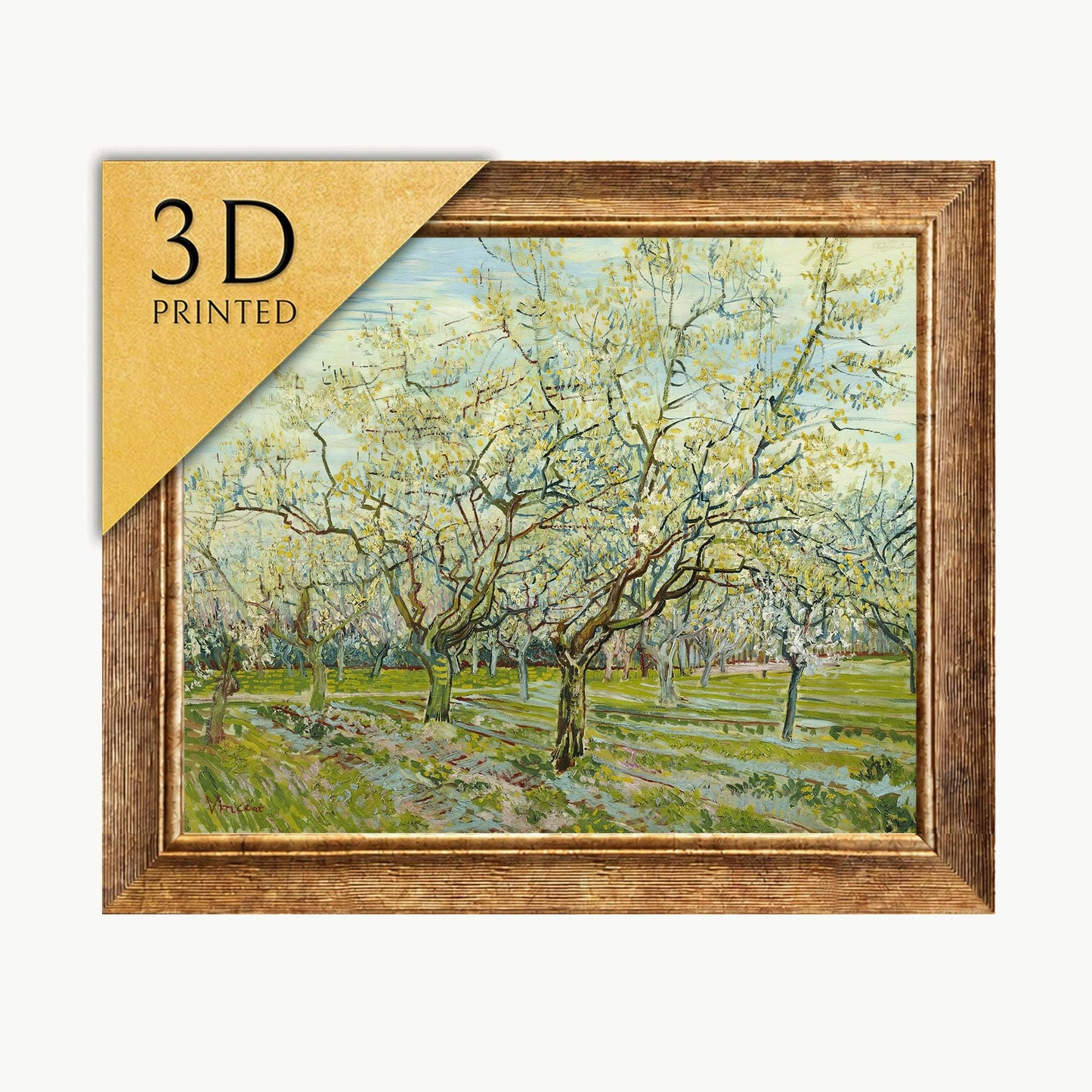 Van Gogh 'White Orchard' 3D Textured Print: Impasto Style
