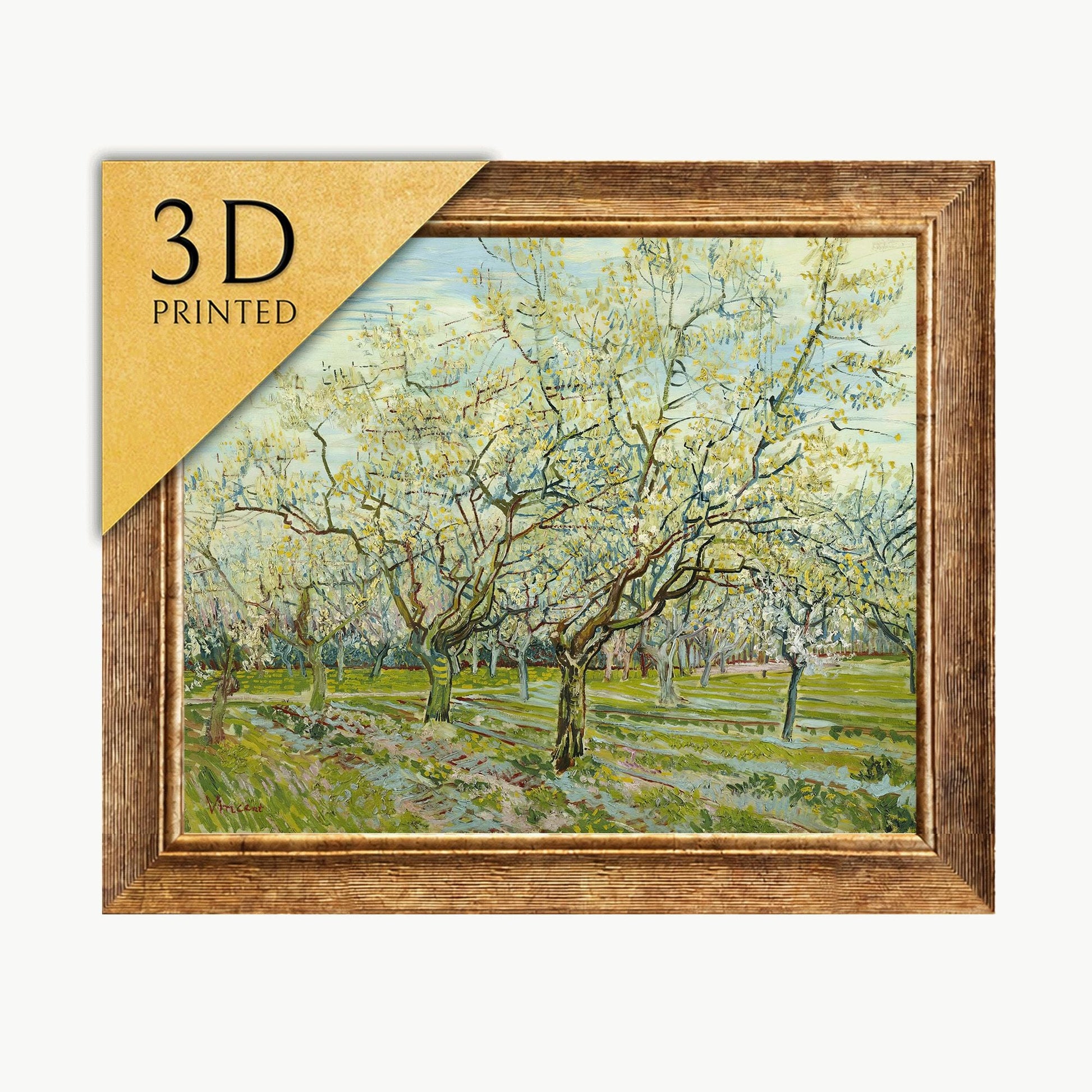 Van Gogh 'White Orchard' 3D Textured Print: Impasto Style