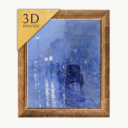 Childe Hassam Rainy Midnight 3D Print: Textured Impressionist Art
