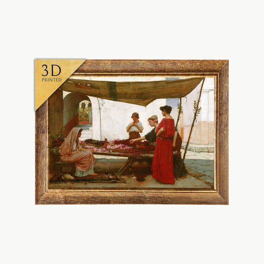 Grecian Flower Market Print: John William Waterhouse, 3D Textured Art