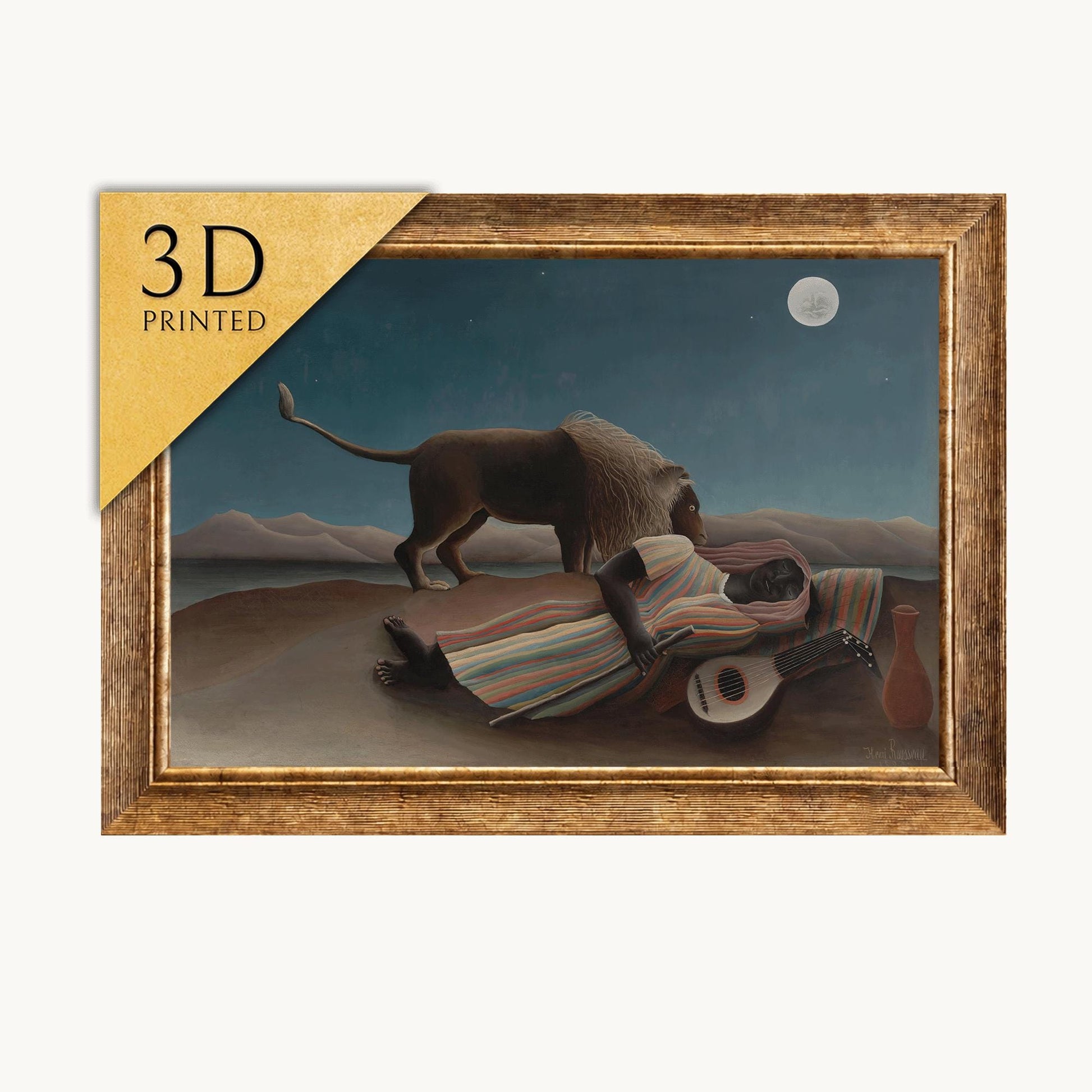 The Sleeping Gypsy by Henri Rousseau, Textured 3D Print