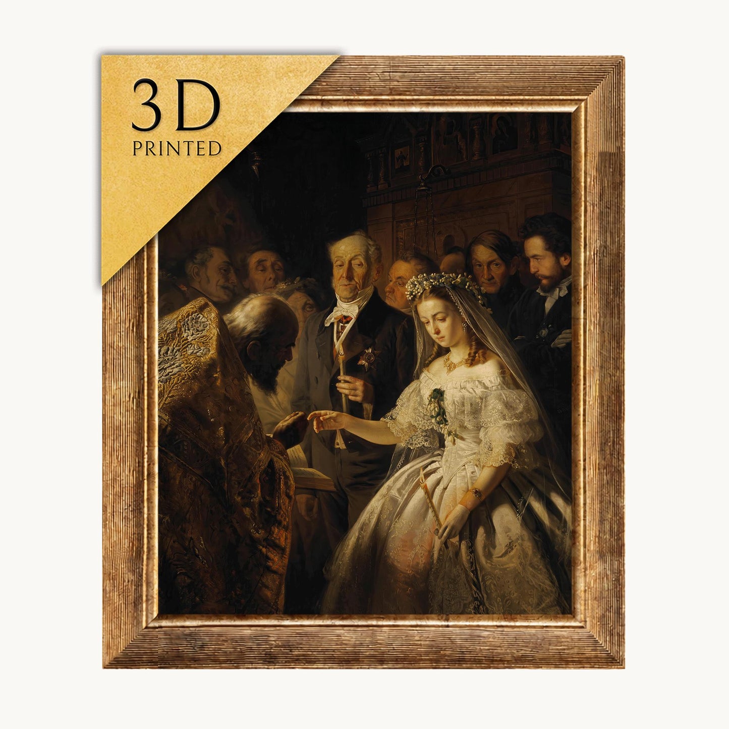 The Unequal Marriage by Vasily Pukirev, 3d Printed with texture and brush strokes looks like original oil painting.
