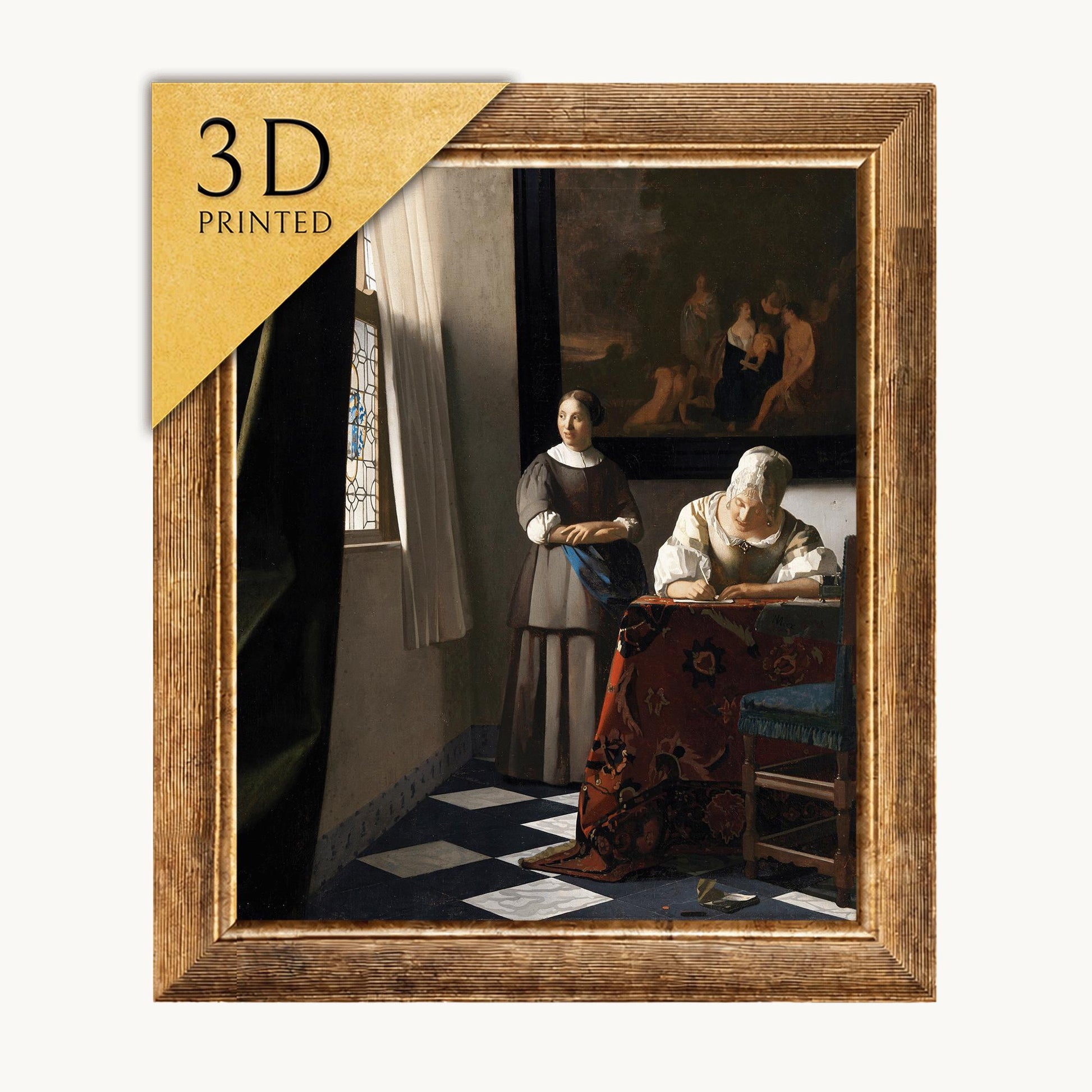 Vermeer: Woman Writing a Letter, 3D Textured Print